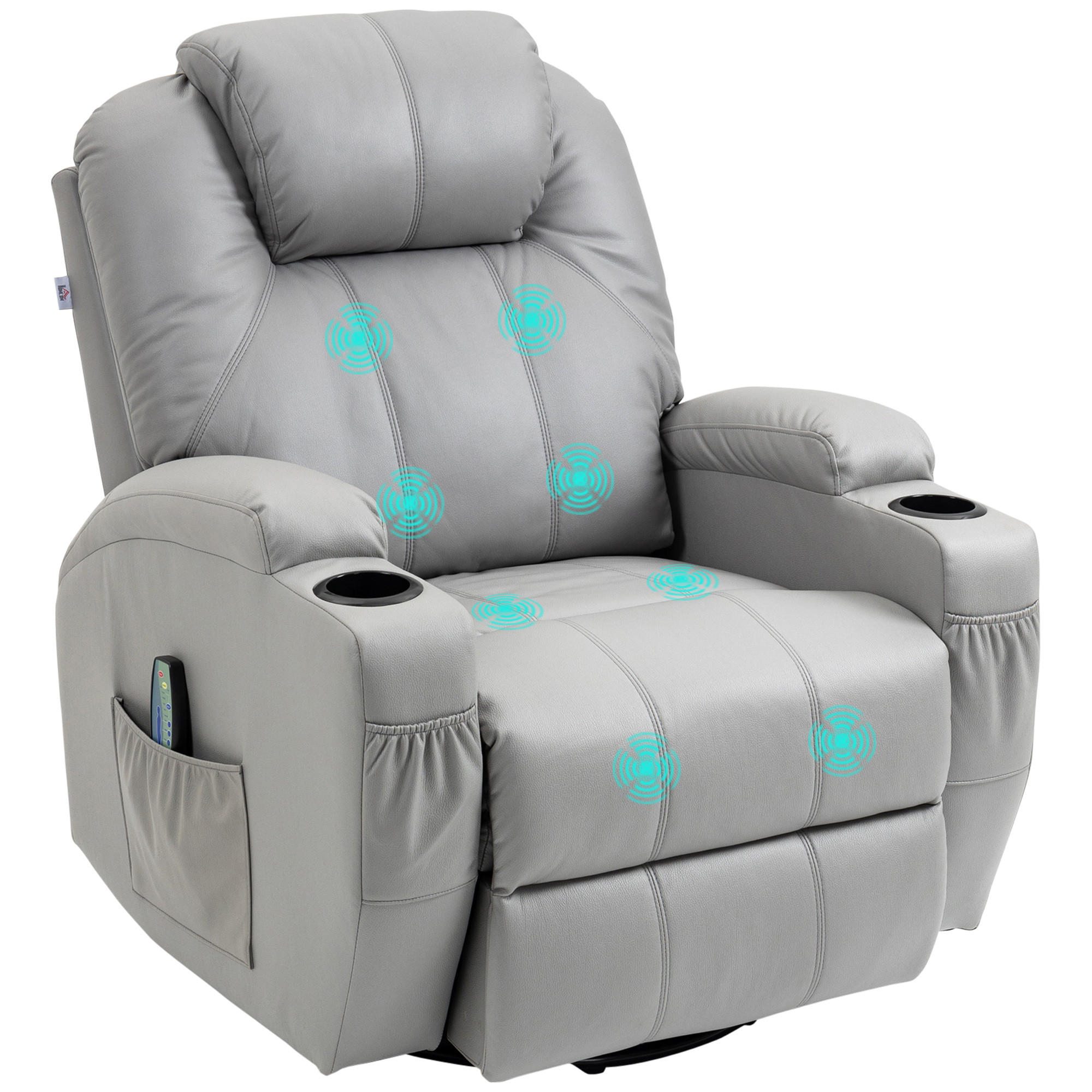 MASSAGESESSEL DE-06420 Mit FusstüTze, 8 Vibrationspunkte, 135° neigbar Hellgrau - Grau, Metall (99/106/89cm) - ComfortXL