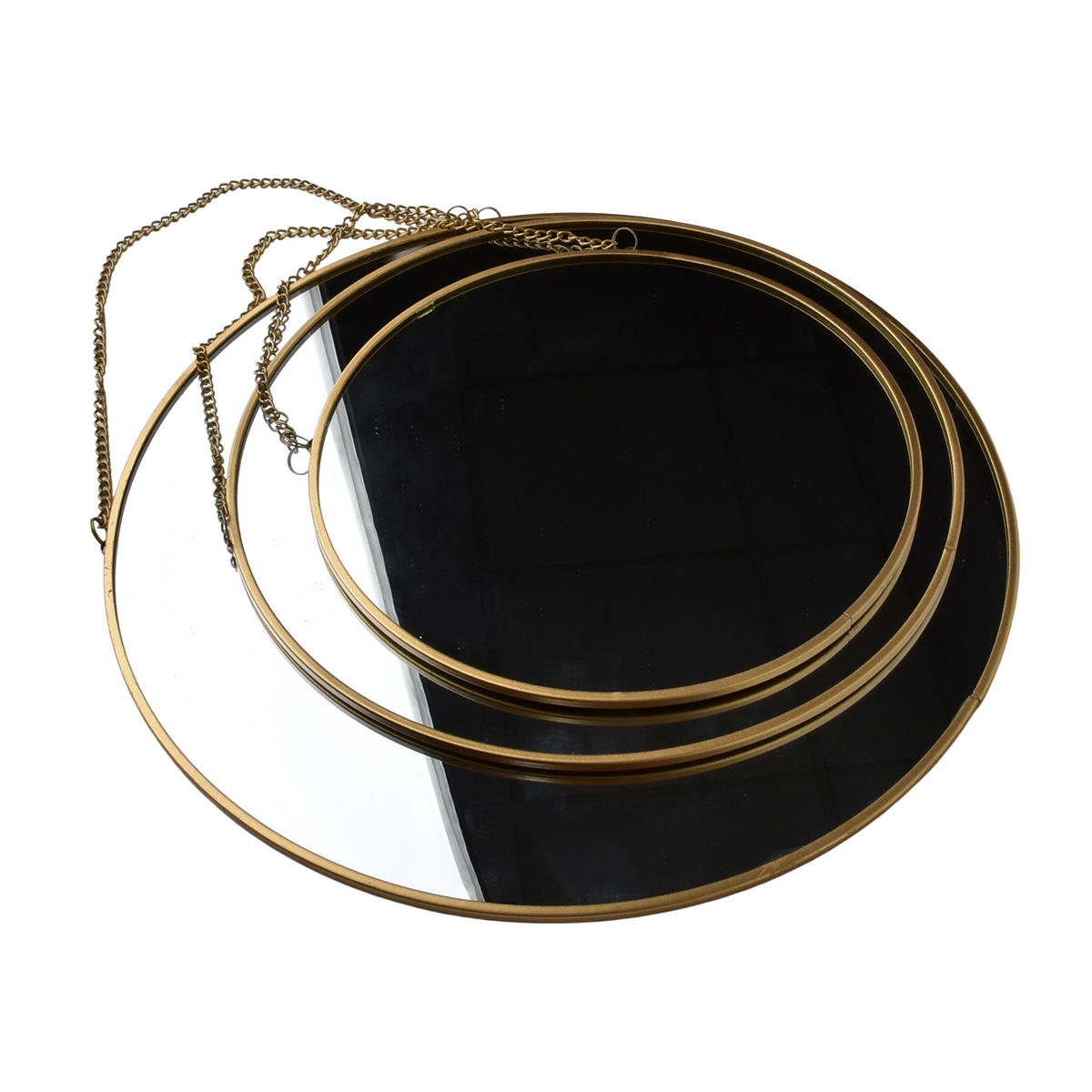 SPIEGEL Alexia 3er Set gold 28/3/28 cm Glas - Goldfarben, Metall (28/28/3cm) - Mondex