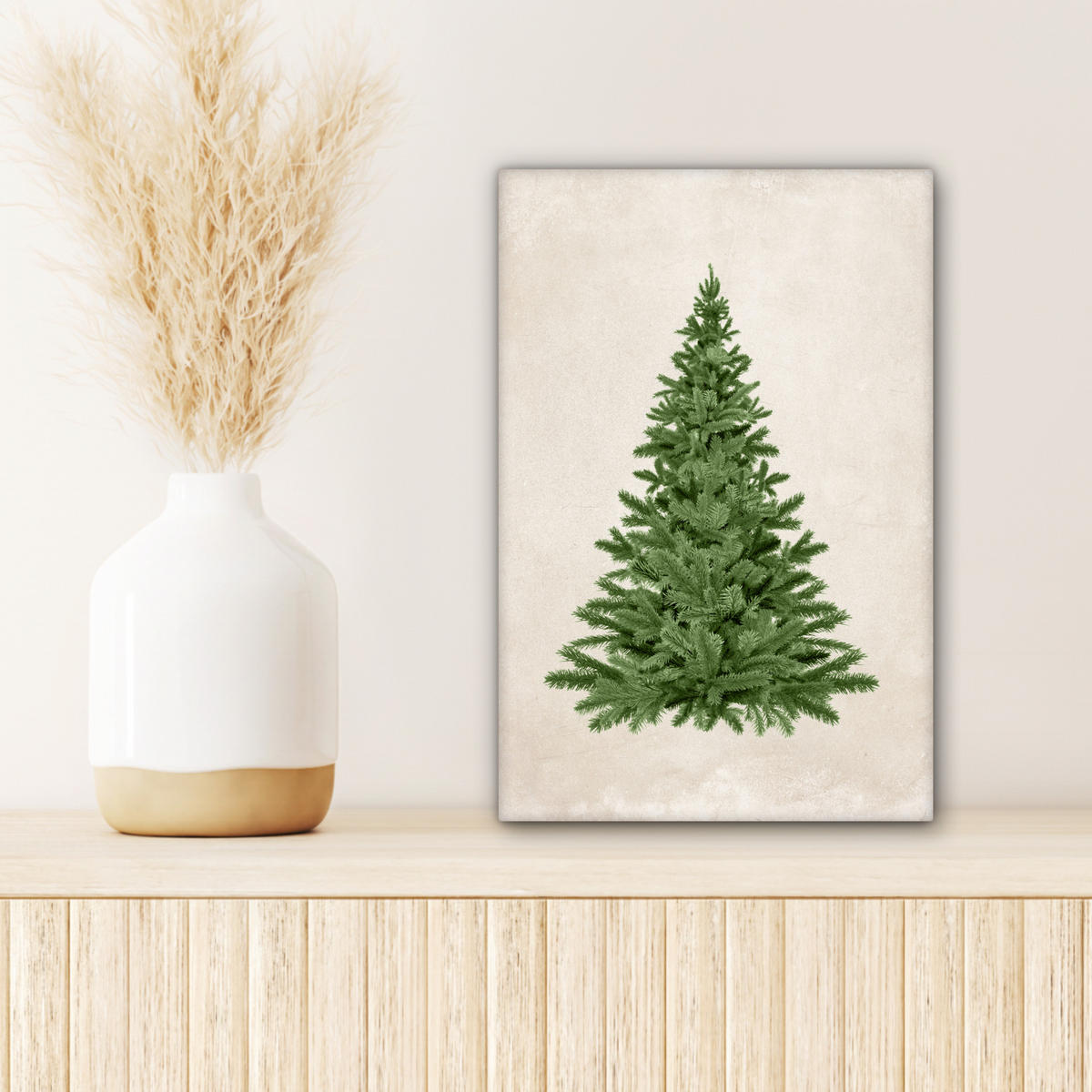 LEINWANDBILD Weihnachtsbaum - Grün - Weihnachten - Feiertage 20x30 cm - Olivgrün, Textil (20/30cm) - MuchoWow