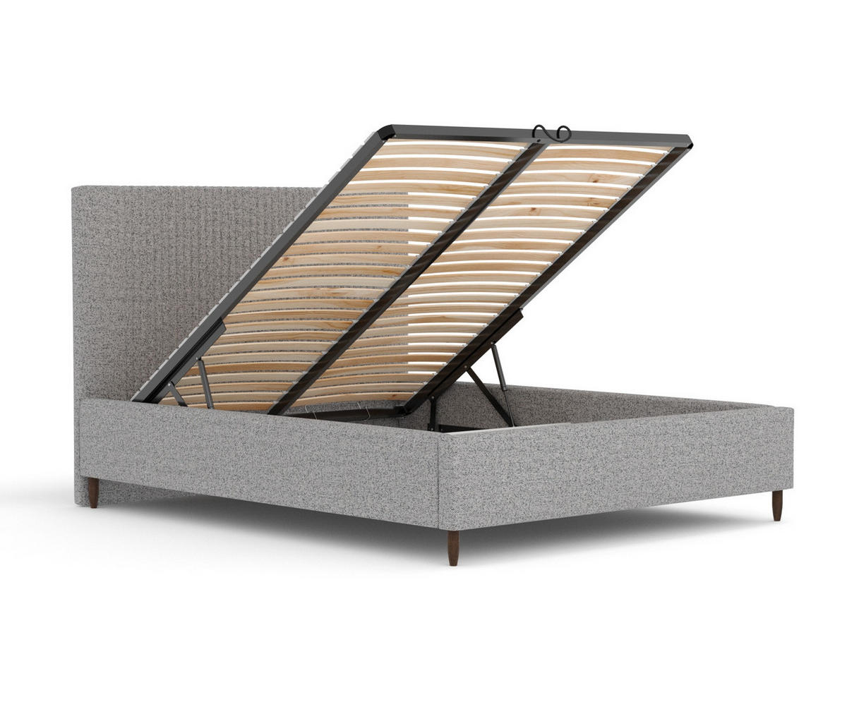 POLSTERBETT Etero Dunkelgrau 120/200 cm im Webstoff - Wengefarben/Dunkelgrau, Holz/Holzwerkstoff (120/200cm) - Maison de Reve