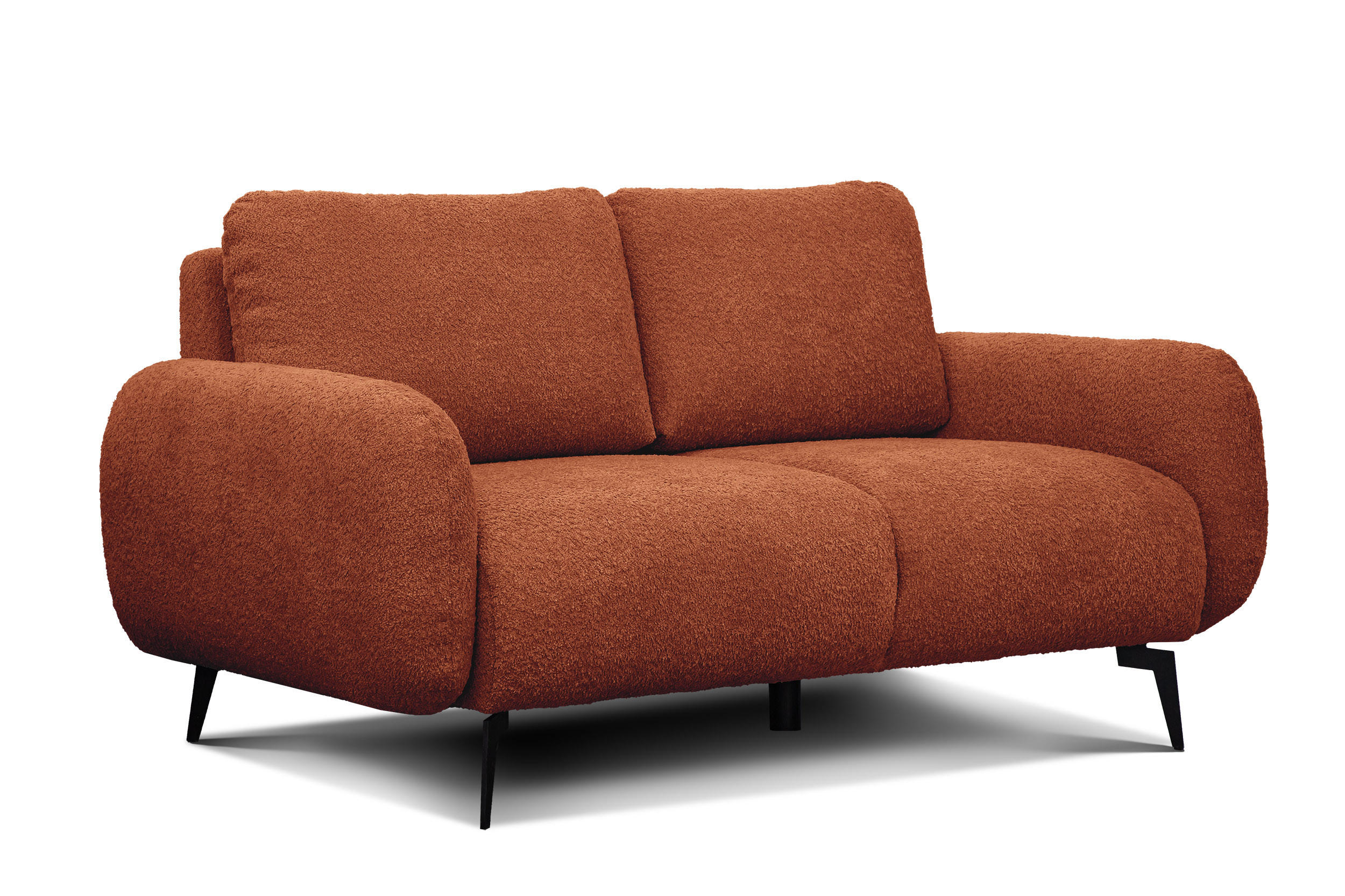SOFA FEBE 2-Sitzer, dunkelorange - Dunkelorange/Schwarz, Holz/Textil (160/82/96cm) - Courtois Laville