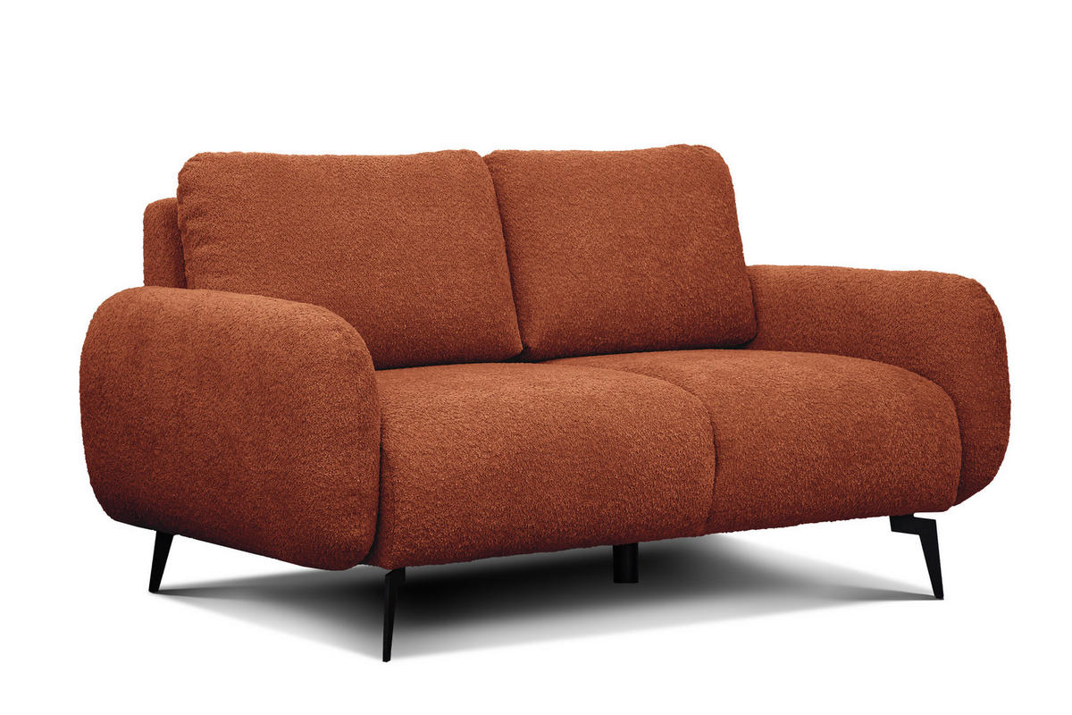 SOFA FEBE 2-Sitzer, dunkelorange - Dunkelorange/Schwarz, Holz/Textil (160/82/96cm) - Courtois Laville