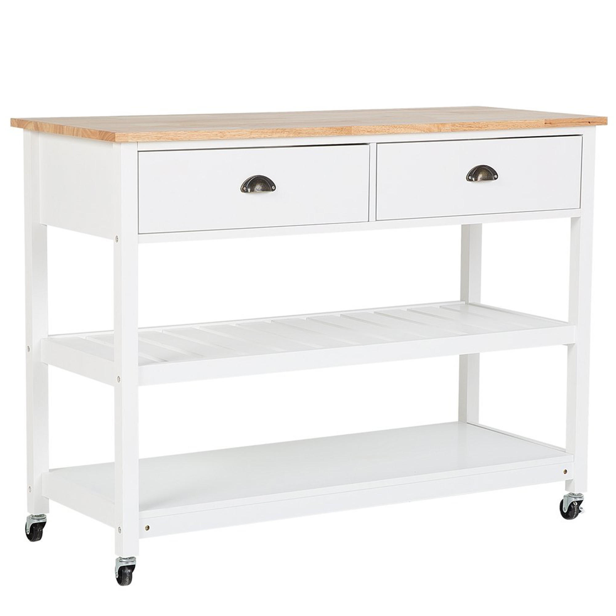 SERVIERWAGEN Weiß Navarino - Hellbraun/Weiß, Holz (120/91/48cm) - Beliani