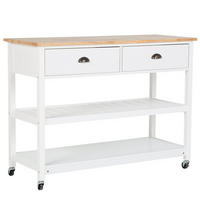 SERVIERWAGEN Weiß Navarino - Hellbraun/Weiß, Holz (120/91/48cm) - Beliani