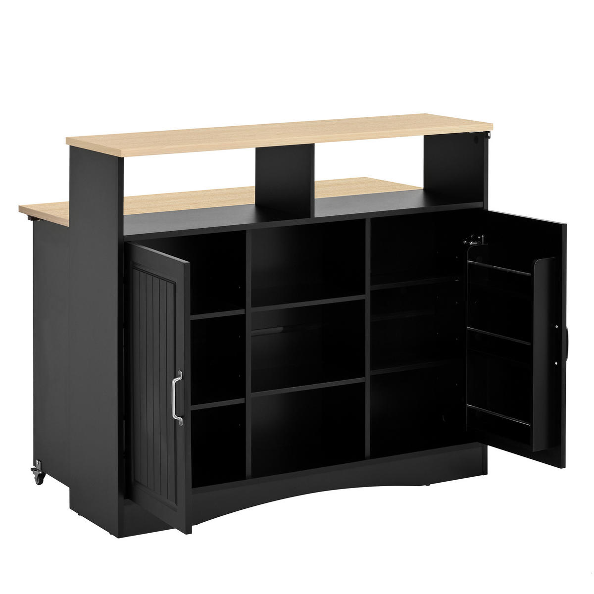 KÜCHENINSEL 110/34-68/97,5 cm schwarz mit klappbarer Arbeitsplatte - Schwarz, Holzwerkstoff (110/97.5/68cm) - OKWISH