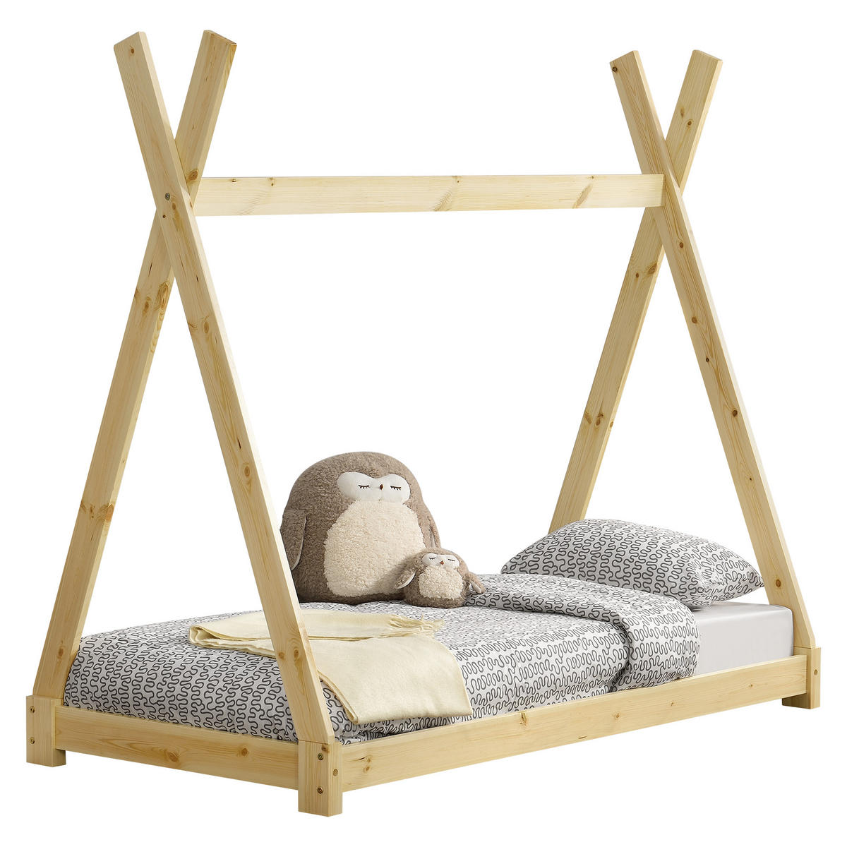 KINDERBETT Onejda - Naturfarben, Holz (80/160cm) - [en.casa]