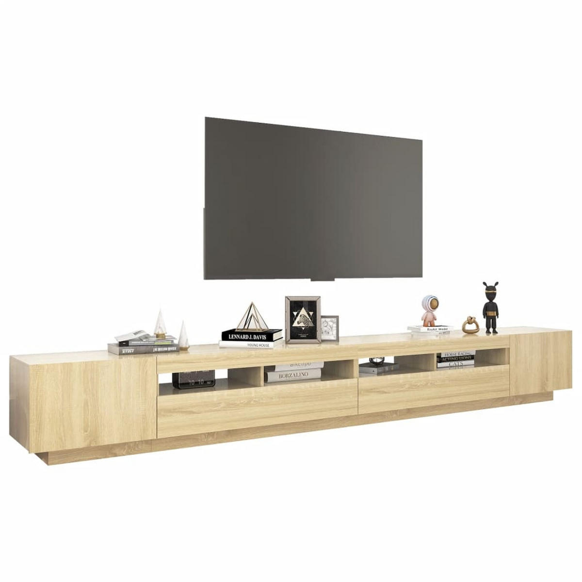 TV-SCHRANK Mit Led-Leuchten Sonoma-Eiche 300/35/40 Cm - Braun, Holzwerkstoff (300/40/35cm) - vidaXL