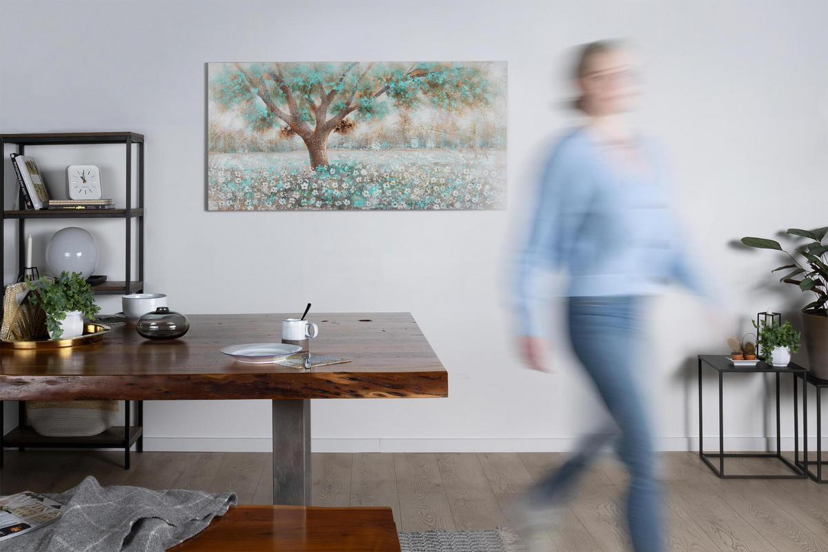 ÖLGEMÄLDE 140/70 cm - Weiß/Braun, Holz/Textil (140/70cm) - KUNSTLOFT