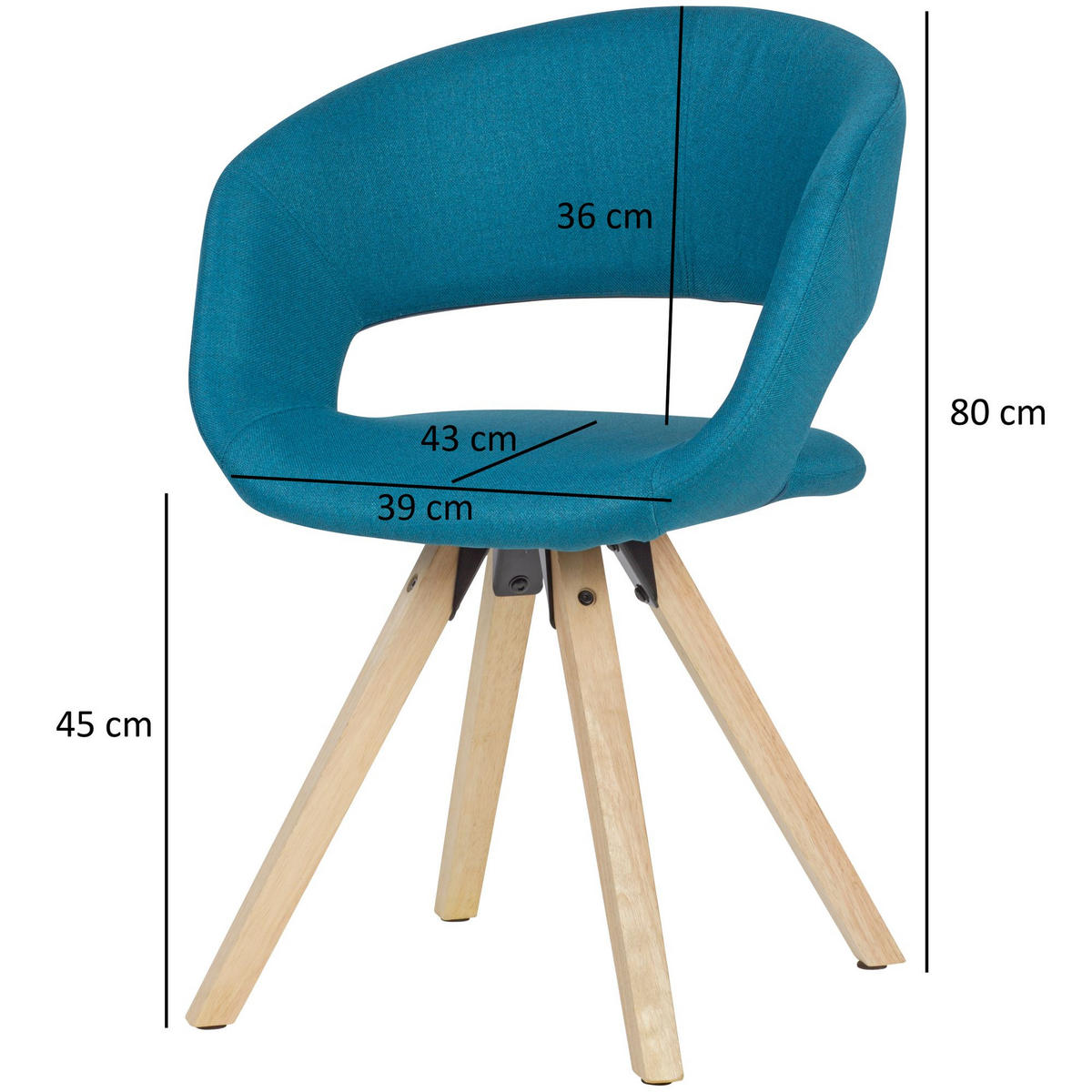 ESSZIMMERSTUHL Polyesterbezug mit Holzgestell Retro gepolstert, Blau 56x50x80 cm - Blau/Beige, Holz/Textil (56/80/50cm) - KADIMA DESIGN
