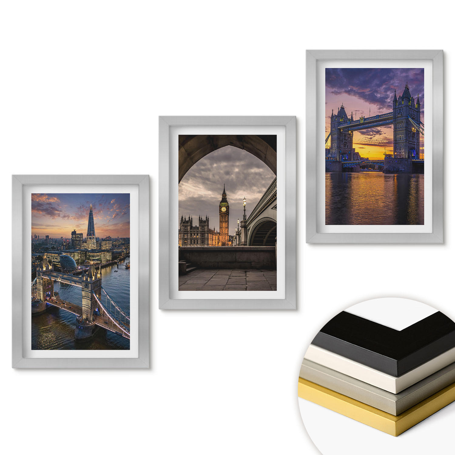 ArtPrintCave Wandbilder Silber 20x30 cm