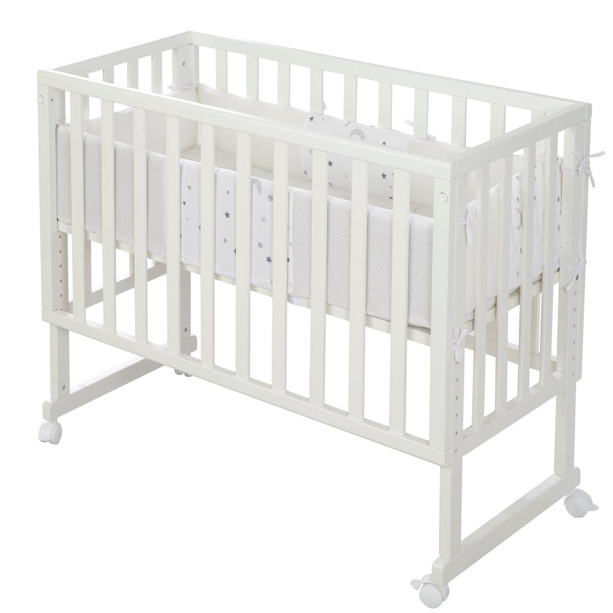 BEISTELLBETT Sternenzauber grau 3in1 Set 90 x 45 cm - Hellgrau/Weiß, Holzwerkstoff (45/90cm) - Roba