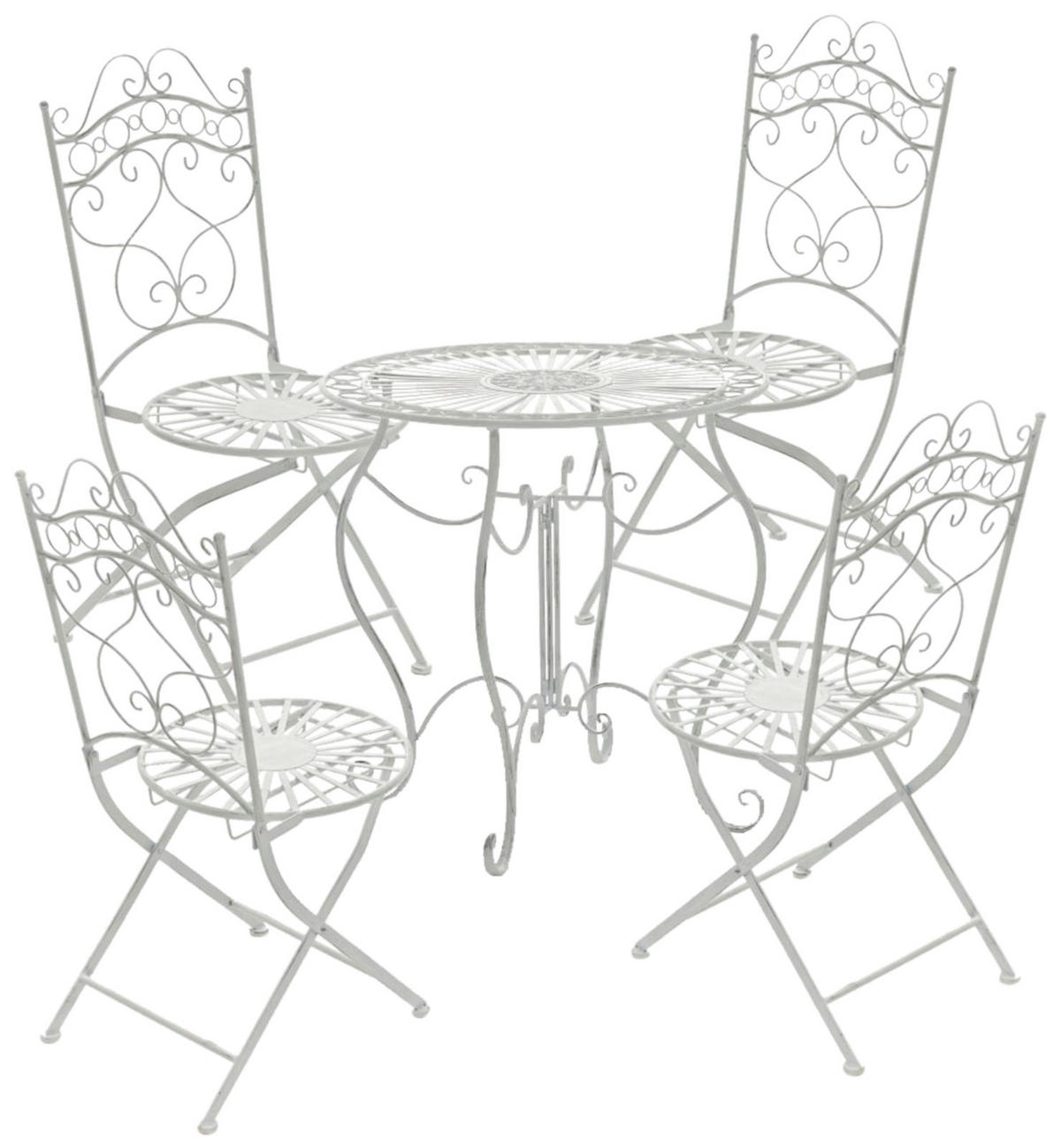 GARTENKLAPPSTUHL 2er Set Metall antik weiß - Weiß, Metall (40/92/50cm) - CLP