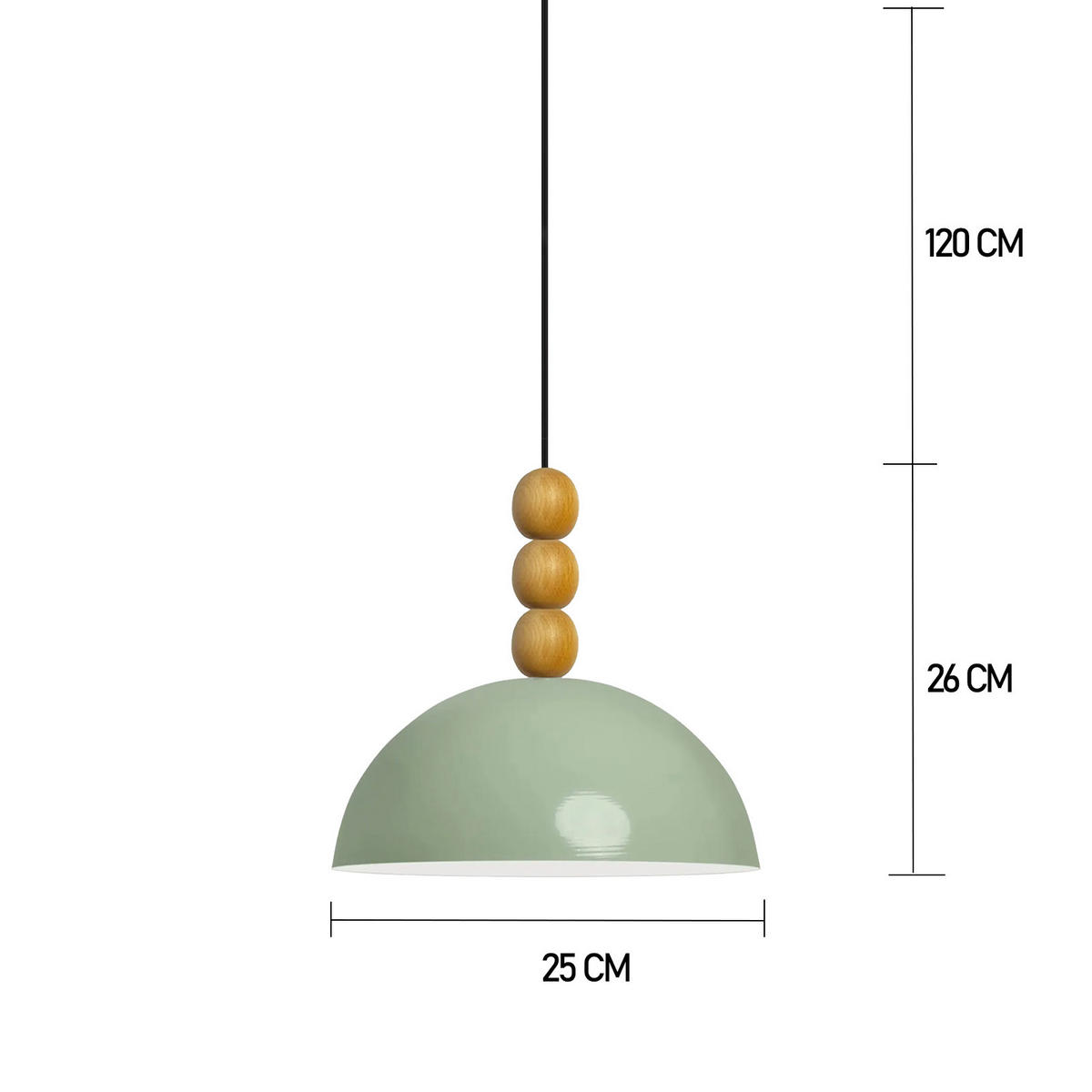 PENDELLEUCHTE Lipeo Vintage 26/15 cm - Weiß/Mintgrün, Holz/Metall (26/15cm) - Bamyum