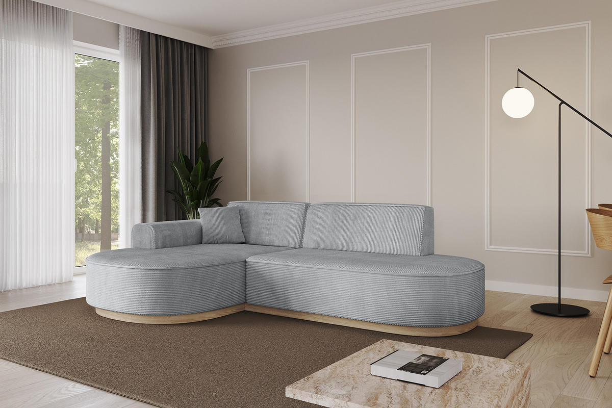 ECKSOFA Ottomane Links MARI-L1-v1 - 243x171x83 cm Grau Cord - Grau, Holzwerkstoff/Textil (243/171cm) - ALTDECOR