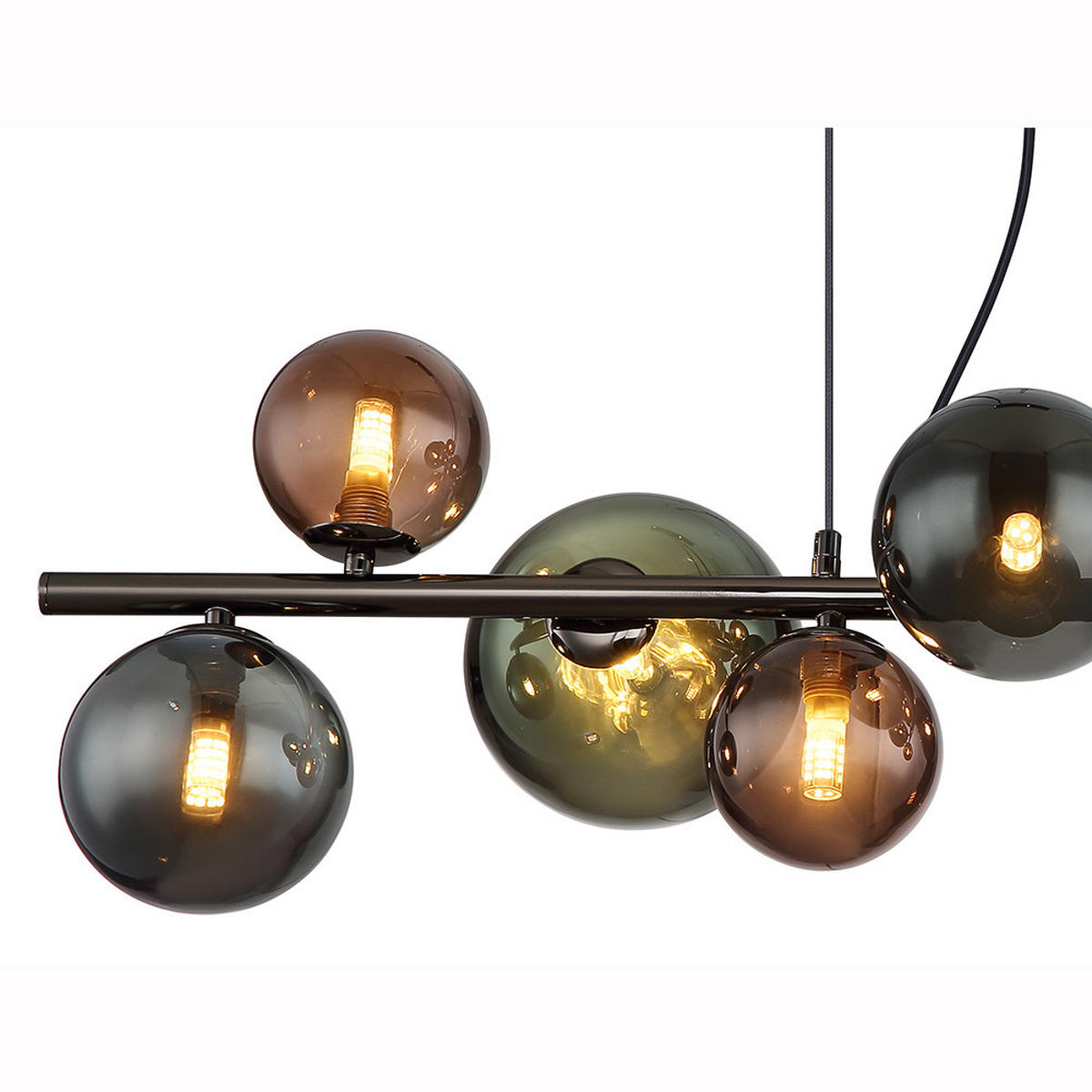 LED HÄNGELAMPE Metall Grau 9-flammig - Grau, Glas (86/36/120cm) - Globo Lighting