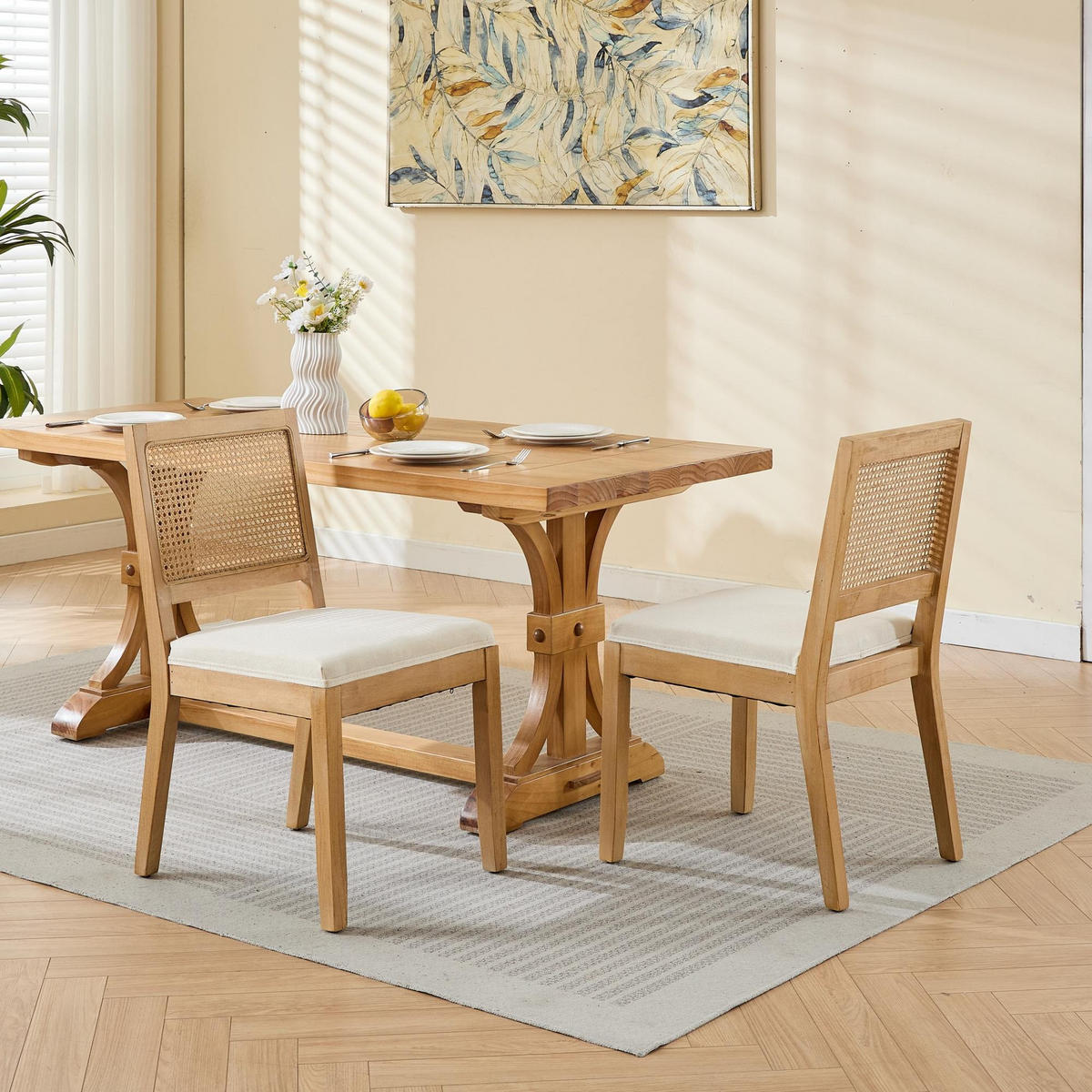 STÜHLE 2-er Set,Ratten Esszimmerstühle,Holz,Naturfarben - Naturfarben, Holz (48/86/45cm) - LVHOM