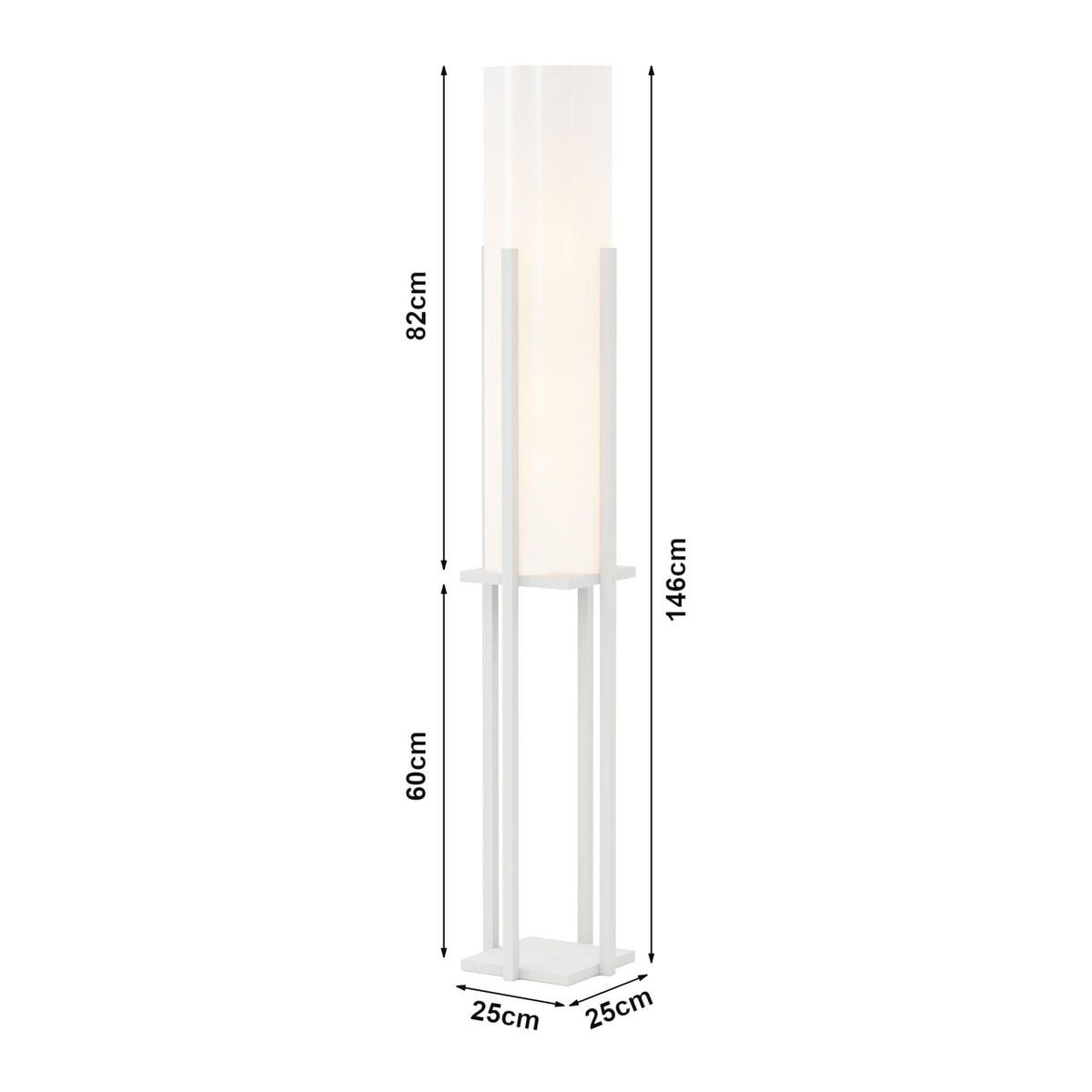 STEHLEUCHTE Gisborne - Weiß, Holzwerkstoff (25/25/146cm) - lux.pro