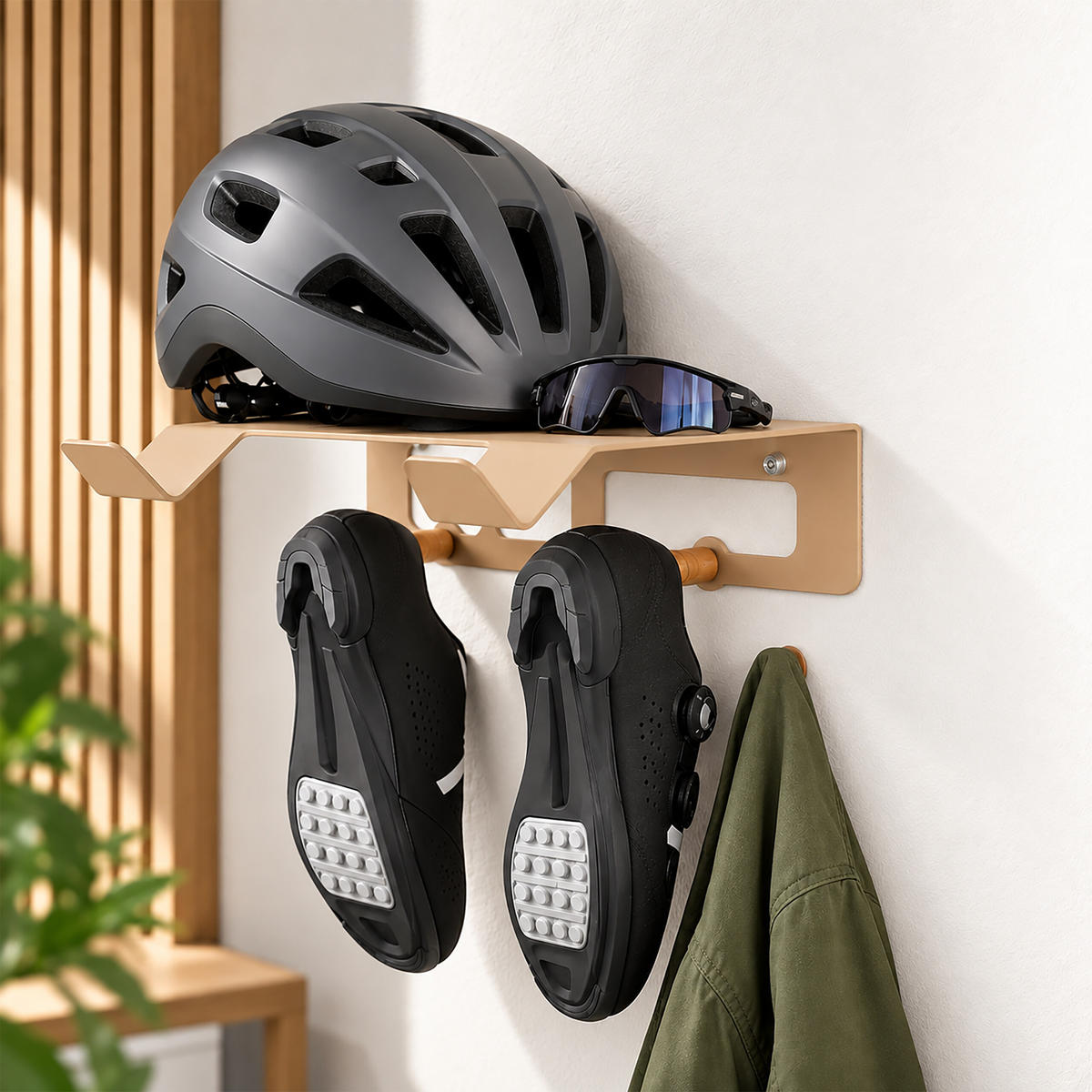 FAHRRADWANDHALTERUNG Weiß 3-in-1 - Weiß, Metall (35/9.5/30.5cm) - Relaxdays