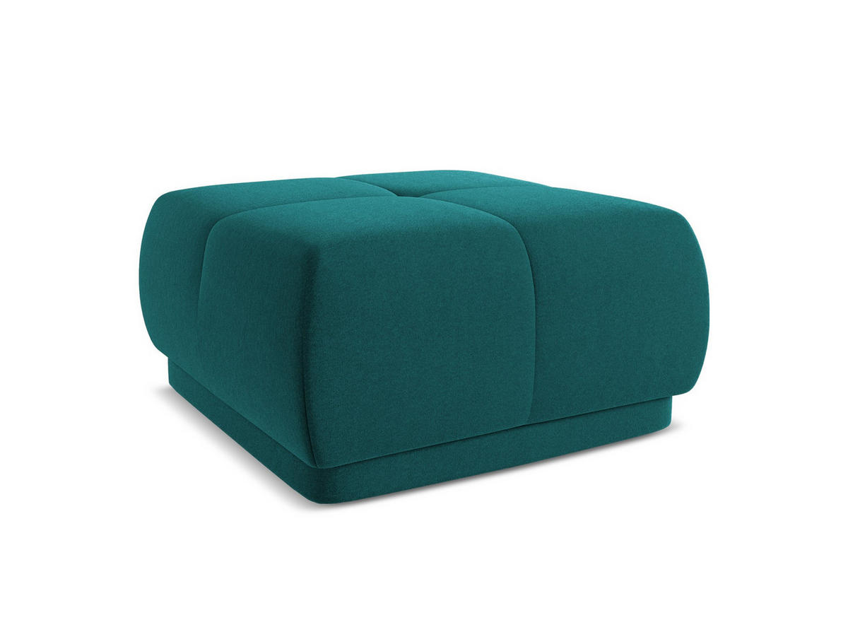 POUF Samt Stoff Blau - Blau/Petrol, Kunststoff/Textil (60/35/60cm) - Makamii