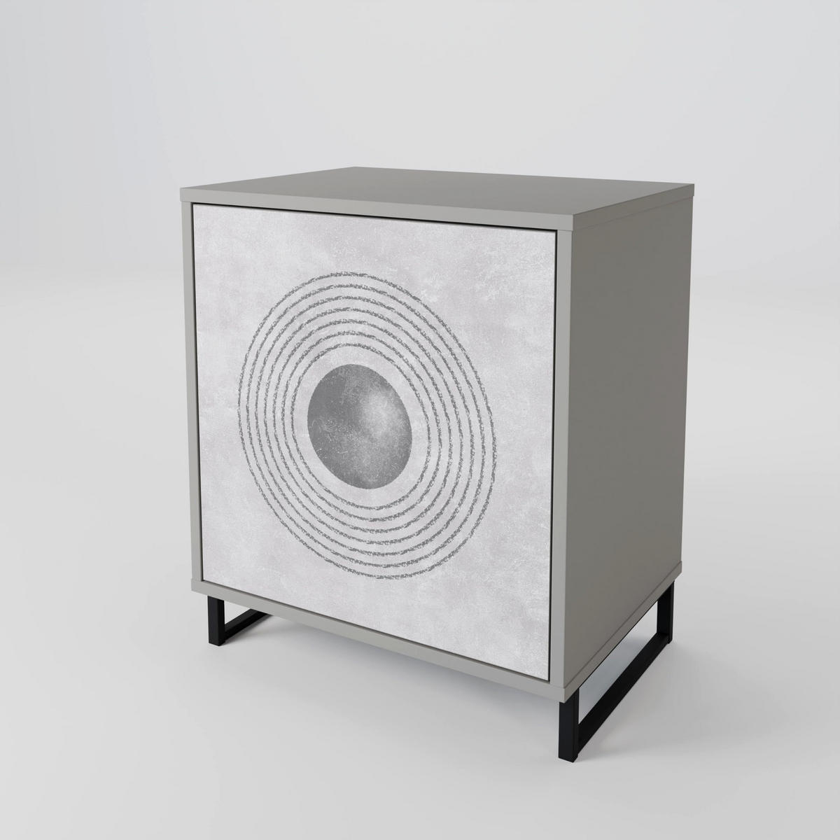 SIDEBOARD SOLID CIRCLES, Grau, 57,5x42x70,5 cm, Schwarze Metall-Sternfüße - Multicolor/Schwarz, Holzwerkstoff/Metall (57.5/70.5/42cm) - SpaceRebels