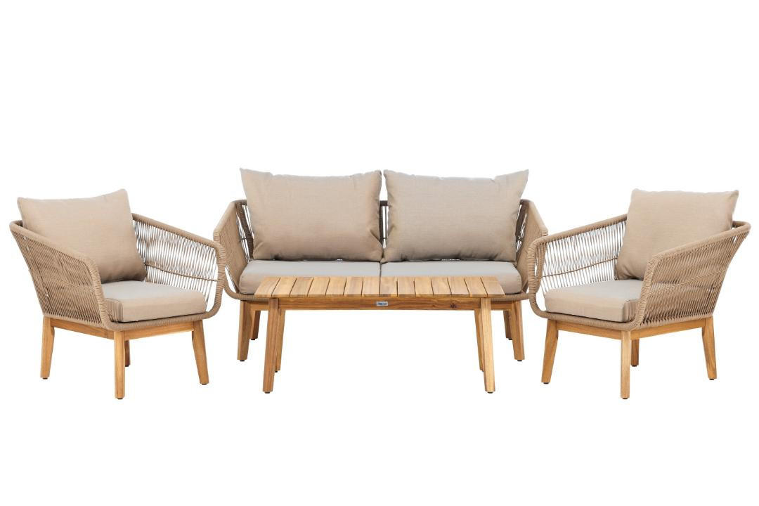 LOUNGE-SET, Chania, Braun, Akazie., 60 x 110 x 45 cm, 4-teilig - Braun, Holz - ebuy24
