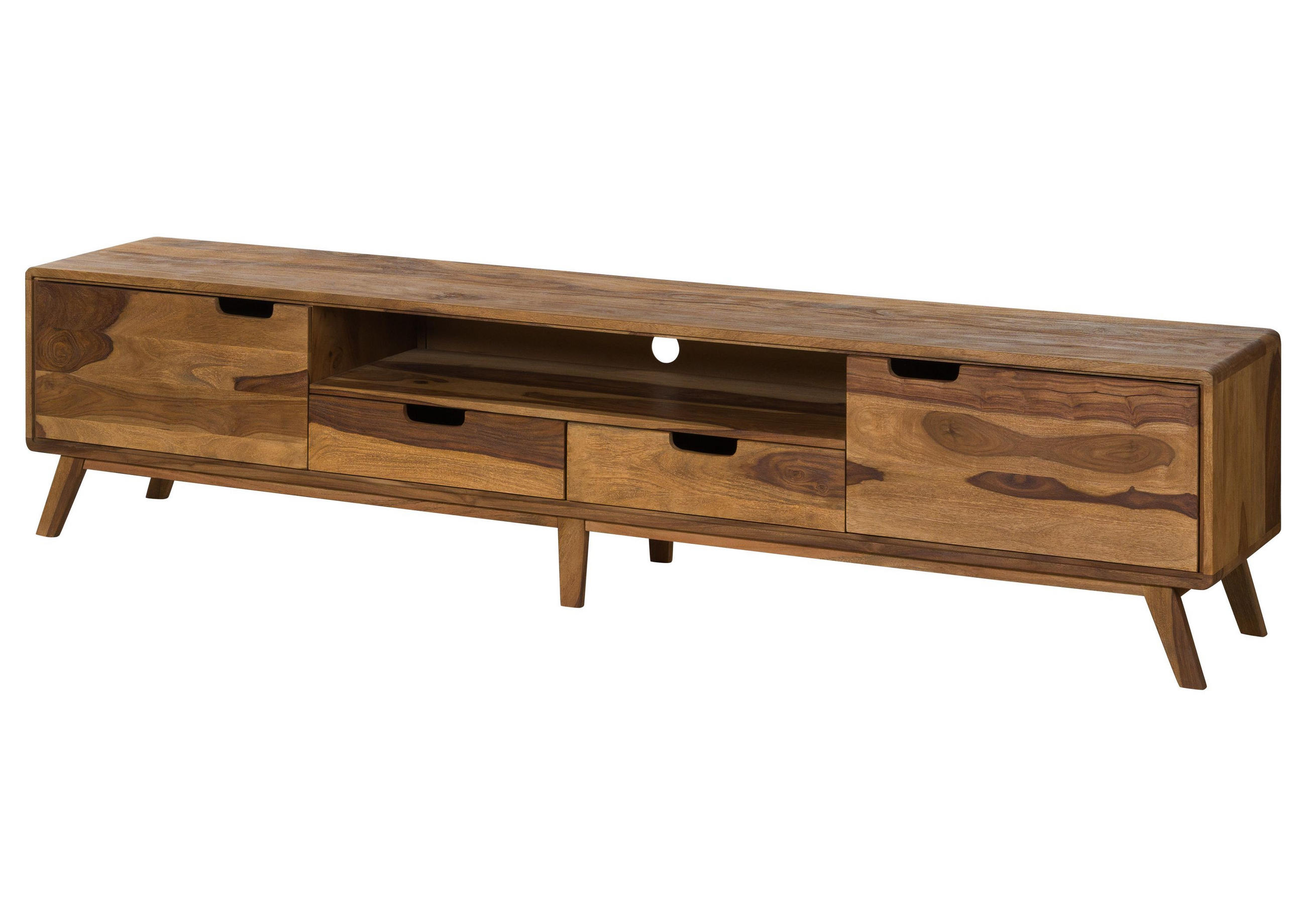 TV-BOARD Sheesham 220x40x48 natur sandgestrahlt lackiert MALMÖ 2 #223 - Naturfarben, Holz (40/48/220cm) - Massivmoebel24