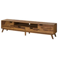 TV-BOARD Sheesham 220x40x48 natur sandgestrahlt lackiert MALMÖ 2 #223 - Naturfarben, Holz (40/48/220cm) - Massivmoebel24