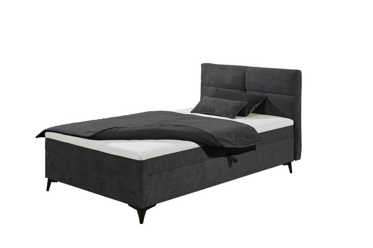 BOXBETT 120x200 inkl. Topper und Bettkasten - Dunkelgrau/Schwarz, Holz/Holzwerkstoff (120/200cm) - ed exciting design