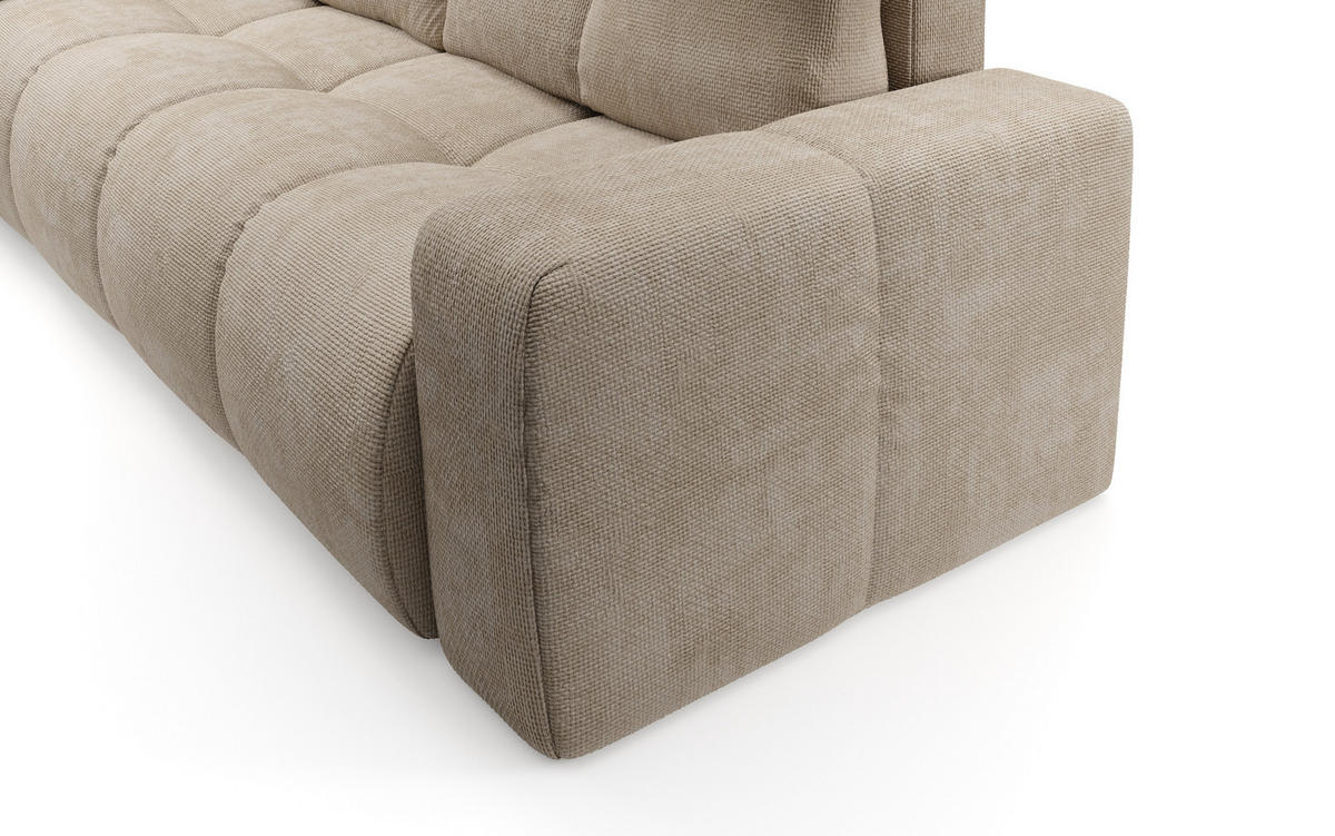 BETTSOFA DUCA Beige Jersey- Stoff mit Schlaffunktion - Beige, Holz (259/90/99cm) - MASSENO