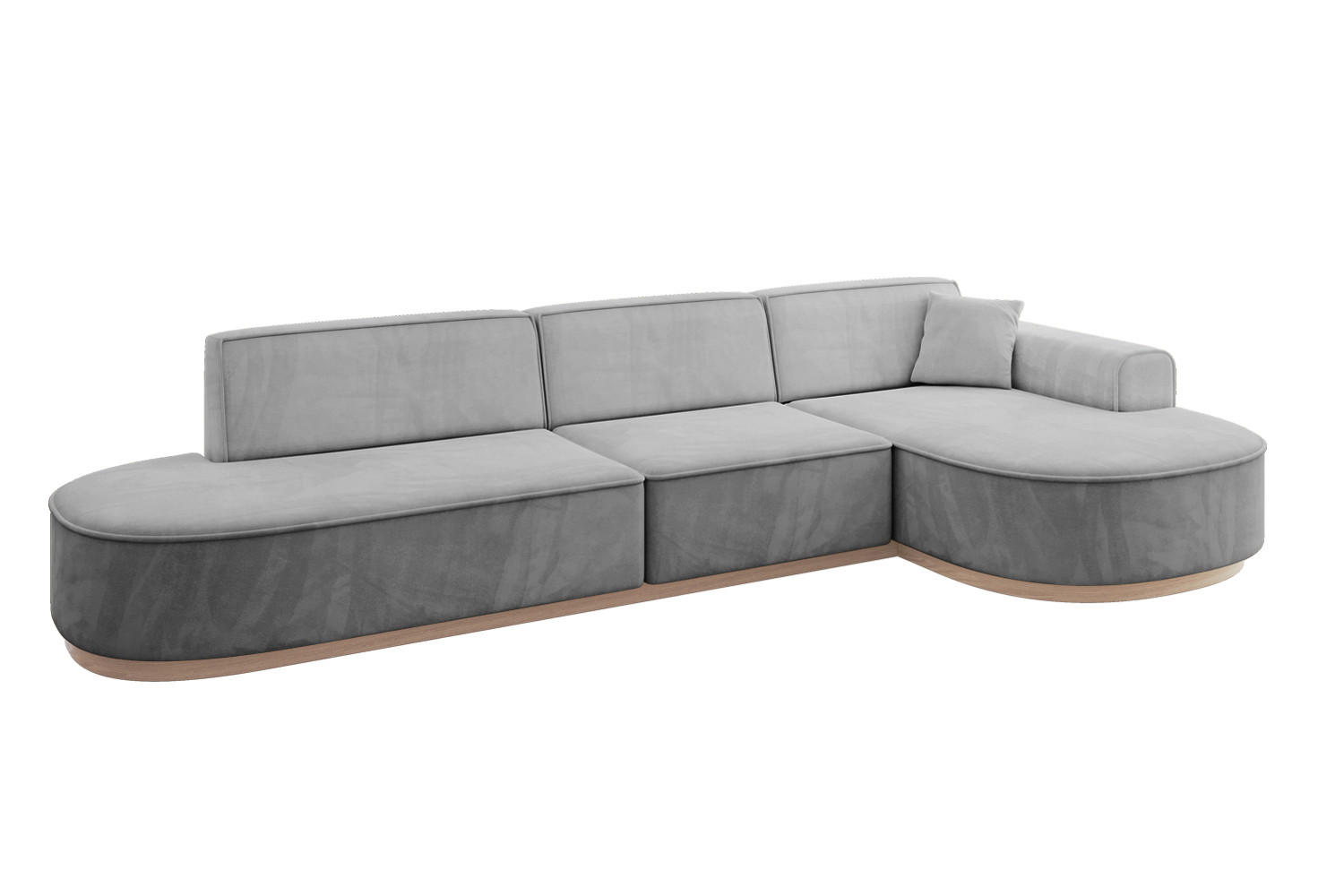 ECKSOFA Ottomane Rechts MARI-L2-v1 - 328x171x83 cm Grau Velours - Grau, Holzwerkstoff/Textil (171/328cm) - ALTDECOR