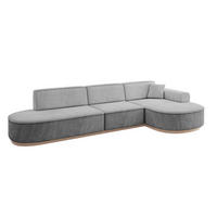 ECKSOFA Ottomane Rechts MARI-L2-v1 - 328x171x83 cm Grau Velours - Grau, Holzwerkstoff/Textil (171/328cm) - ALTDECOR