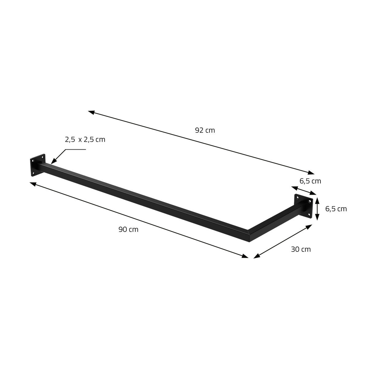 KLEIDERSTANGE 3er Set - Schwarz, Metall (30/6.5/92cm) - ML-DESIGN