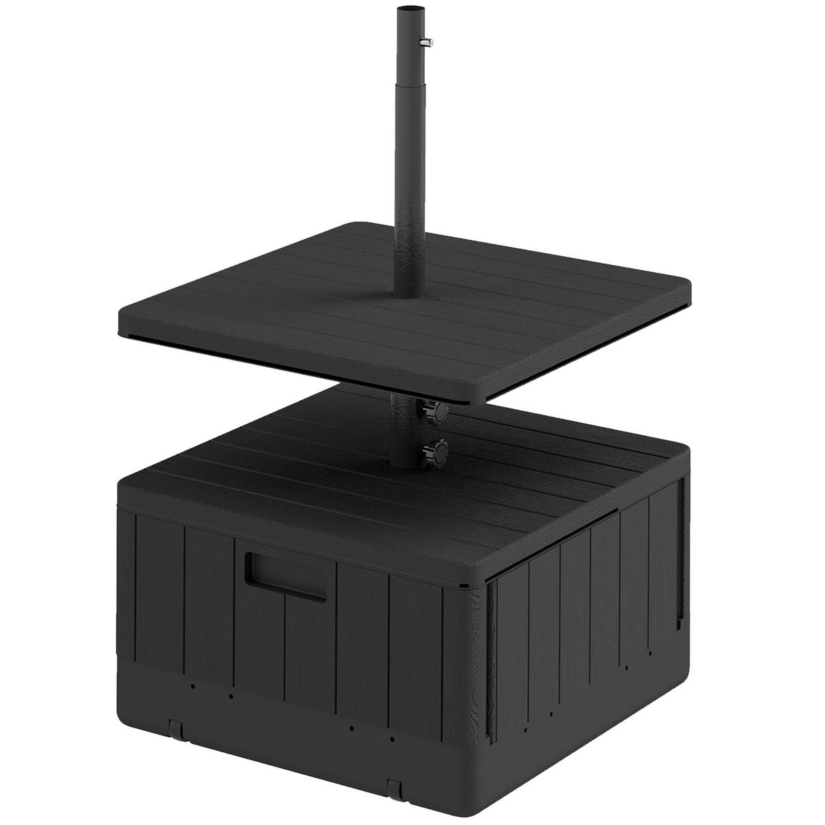 TERRASSENSCHIRMSTÄNDER DE-05508 Mit Tischplatte, befüllbar Schwarz - Schwarz, Metall (53/53cm) - ComfortXL