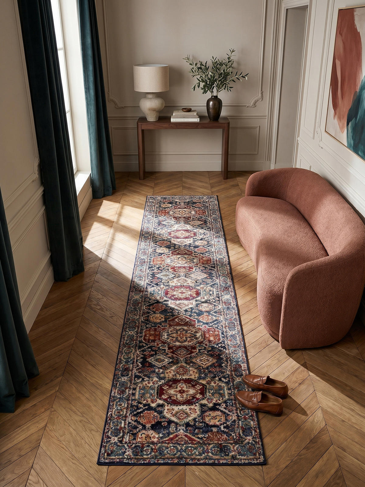 KURZFLORTEPPICH GLAZERT, geometrisch, Blau, 80 x 150 cm - Blau, Textil (80/150cm) - KADIMA DESIGN