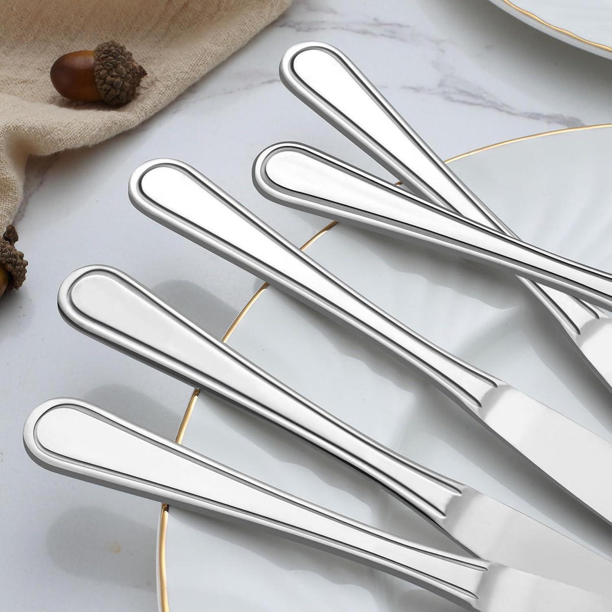 TAFELMESSER 16-teiliges Set Edelstahl 23 cm - Silberfarben, Metall