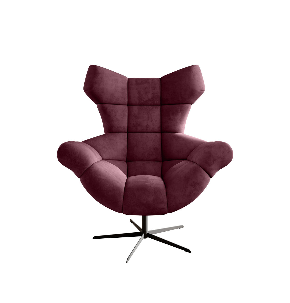 SESSEL SENSI Relaxstuhl mit 360° Drehung und Schwingfunktion – Lux-Schaumkissen, Kastanienbraun, 104x46x119 cm - Bordeaux/Schwarz, Holz/Textil (104/119/84cm) - DomoHome