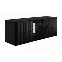 BADMÖBEL-SET MIT WÄSCHEKORB: Schwarz / Platte Eiche Craft, Griffe Gold, 160 x 46 x 57 cm - Eichefarben/Schwarz, Holzwerkstoff (160/57/46cm) - 3XE LIVING