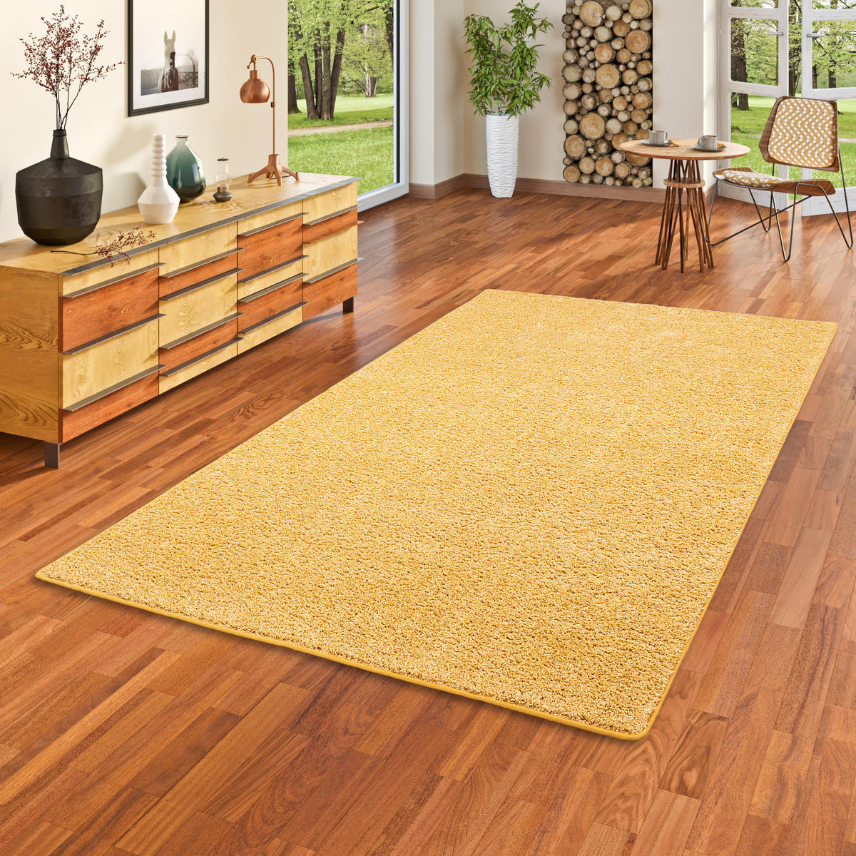 HOCHFLOR VELOURS TEPPICH MONA - Currygelb, Textil (100/400cm) - Snapstyle