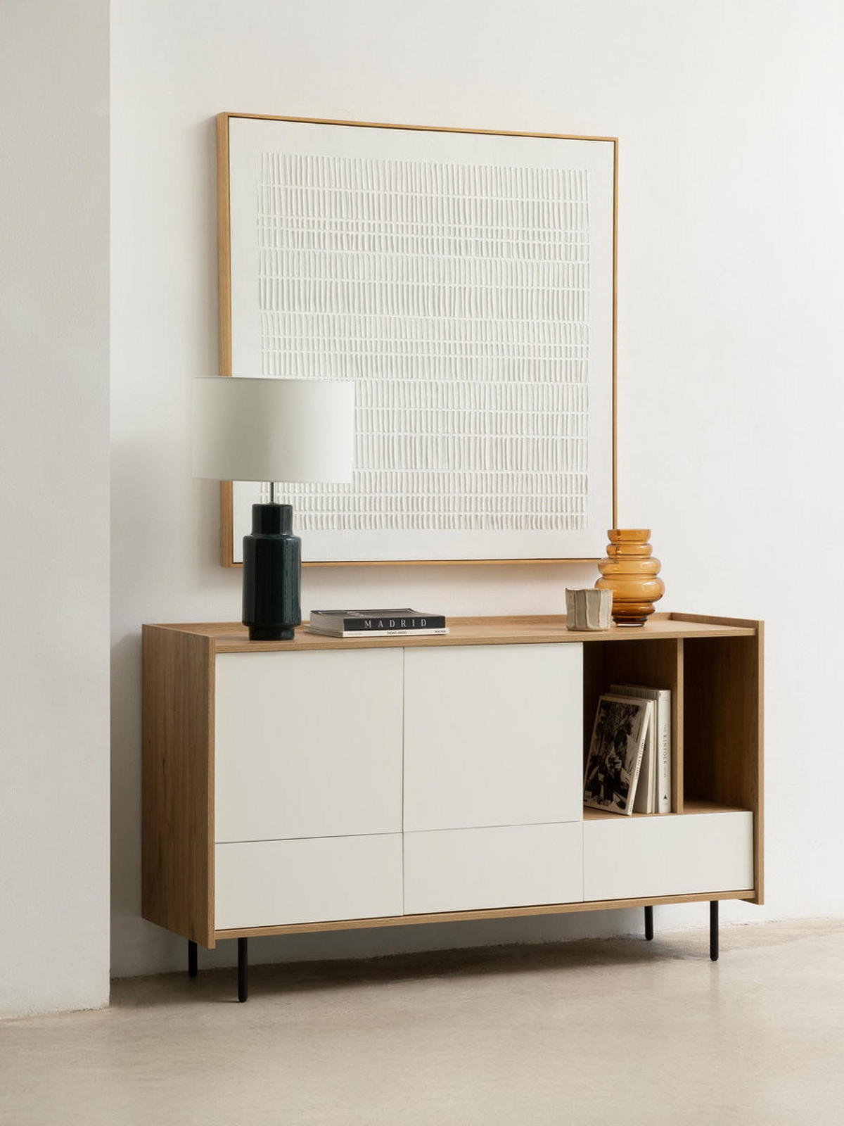 SIDEBOARD Nadine Natur - Weiß 139.5 cm x 80 cm - Braun, Holzwerkstoff (139/80/41cm) - Kenay Home