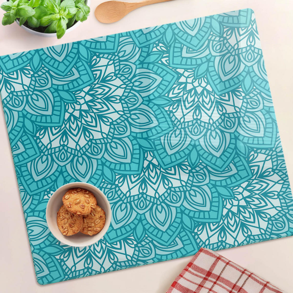 GLASPLATTE 60x52 cm Dekorationen - Blau, Glas (60/0.4/52cm) - TULUP