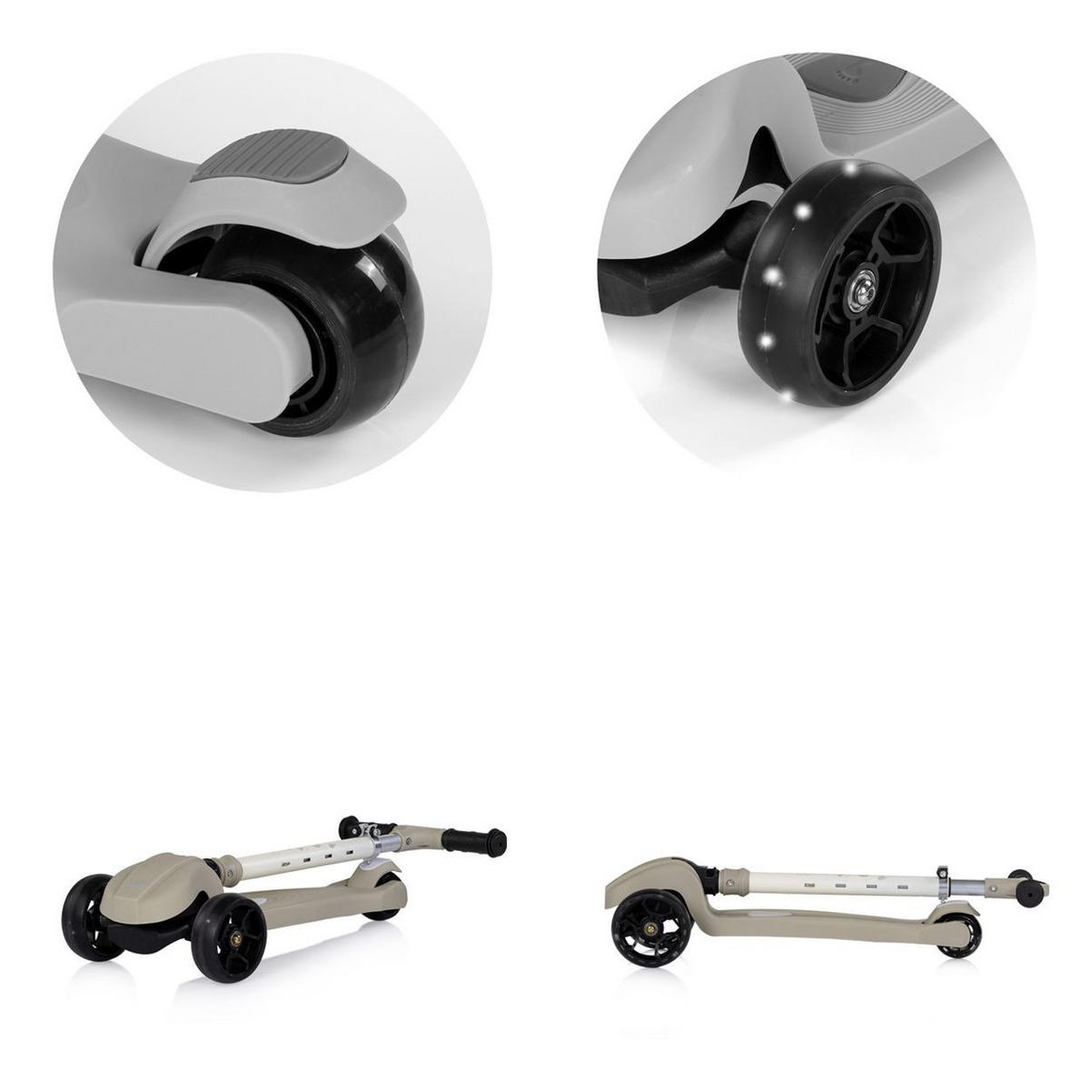 KINDERROLLER Moxie Musik Licht grau klappbar, Tragegriff, 3-Räder, Bremse - Grau, Metall (60/30/75cm) - Chipolino