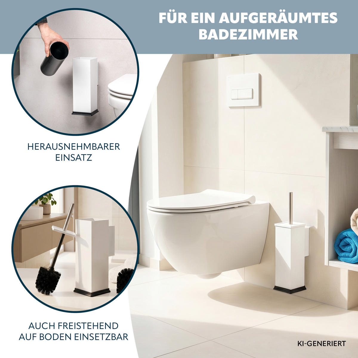 WC-GARNITUR inkl. Wandhalterung - Weiß, Metall (10/39/14.5cm) - bremermann