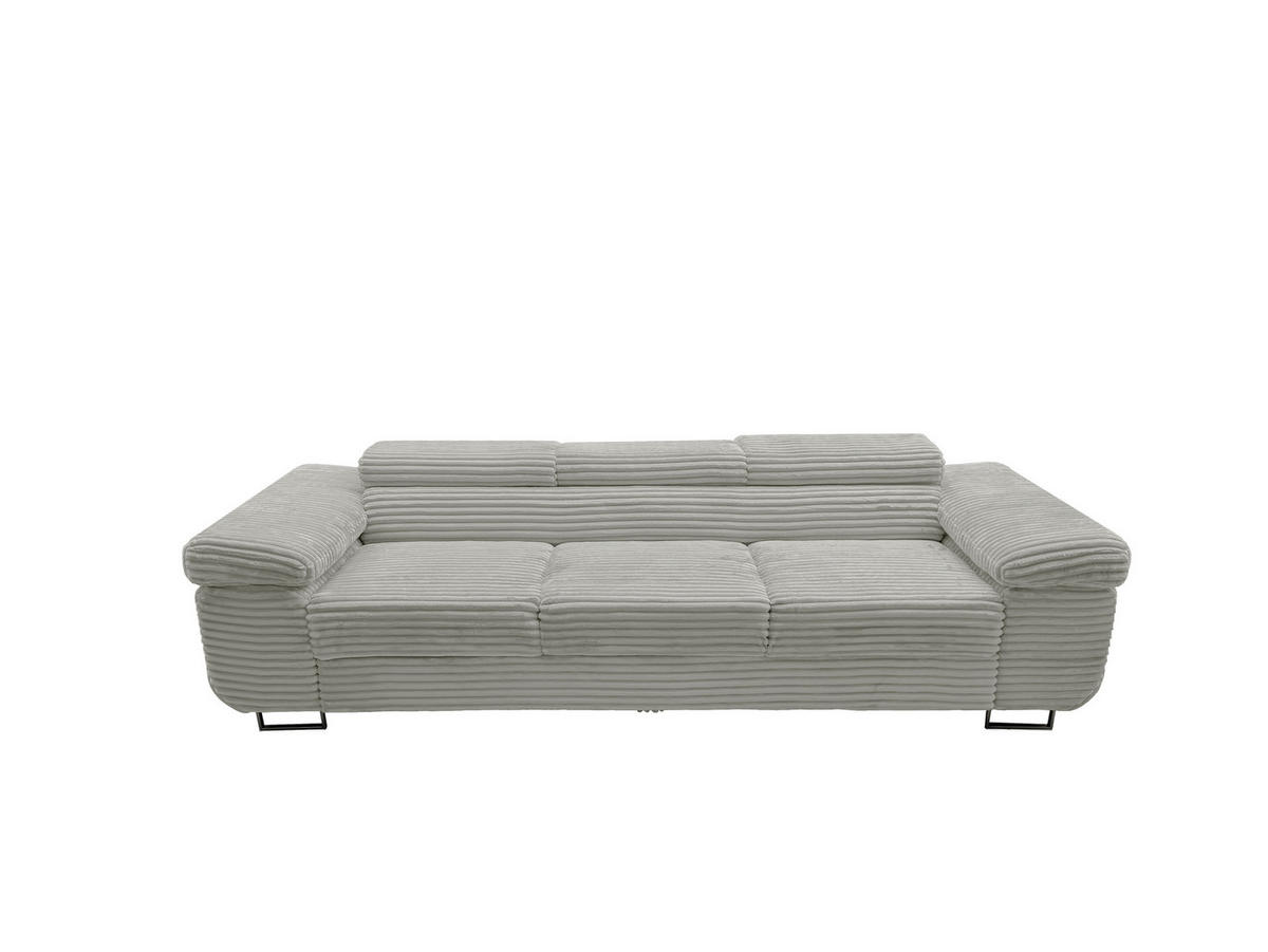 GUSTAW Sitzgarnitur 3+2+1, Schlafsofa 3-Sitzer, Cordbezug Grau - Grau, Textil (225/92/101cm) - KS Home Concept
