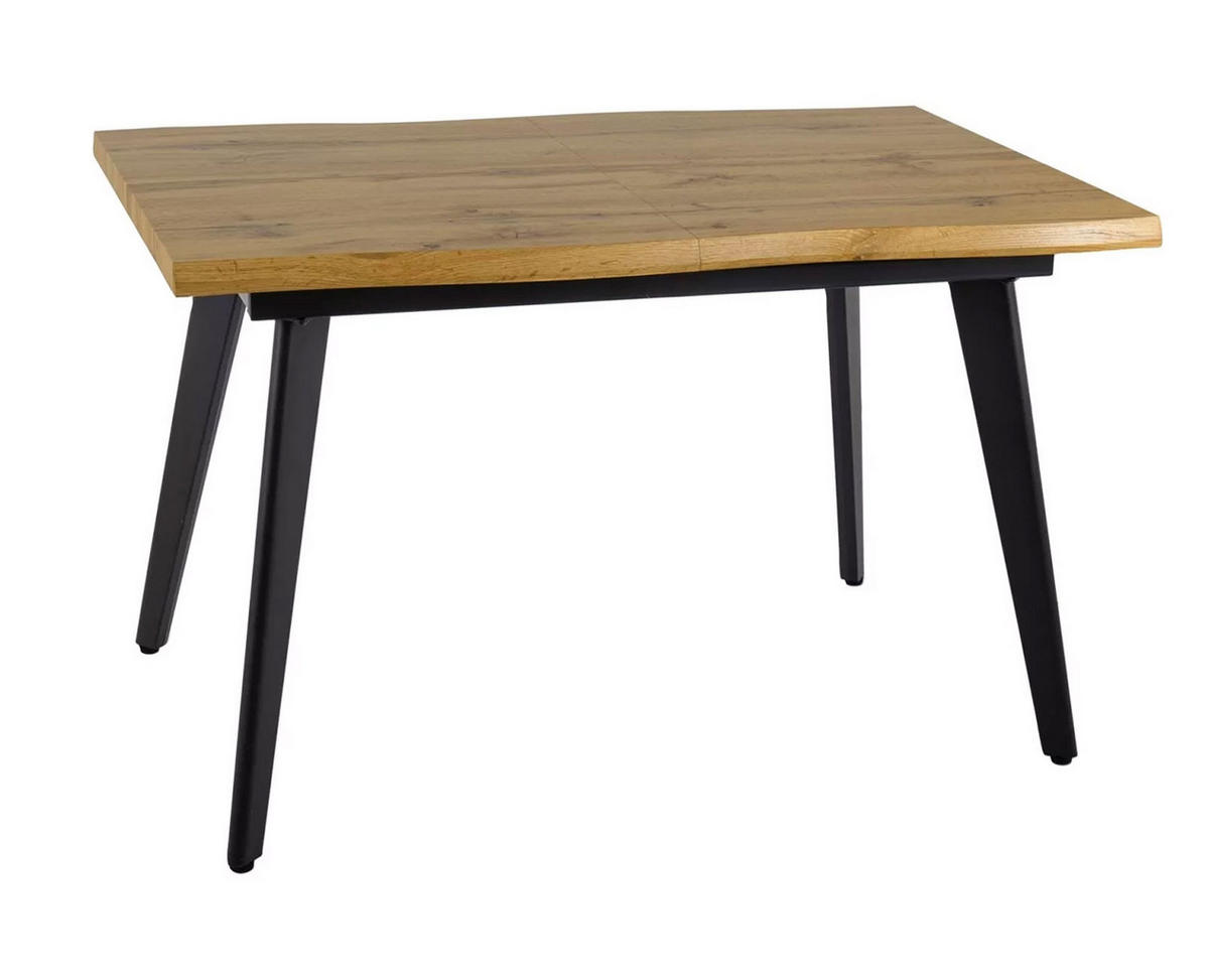 ESSTISCH Fresno Eiche Artisan / Schwarz 120-180 / 80 / 76cm - Eichefarben/Schwarz, Holz/Holzwerkstoff (80/120/76cm) - Feldmann-Wohnen