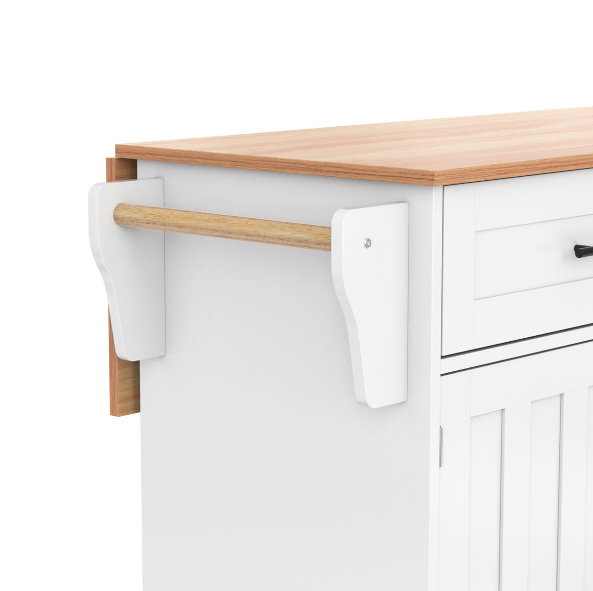KÜCHENINSEL 129x71x91.5cm Weiß mit Ausziehplatte, Schubladen & Rollen/Füßen - Weiß, Holzwerkstoff (129/91.5/71cm) - Modfu
