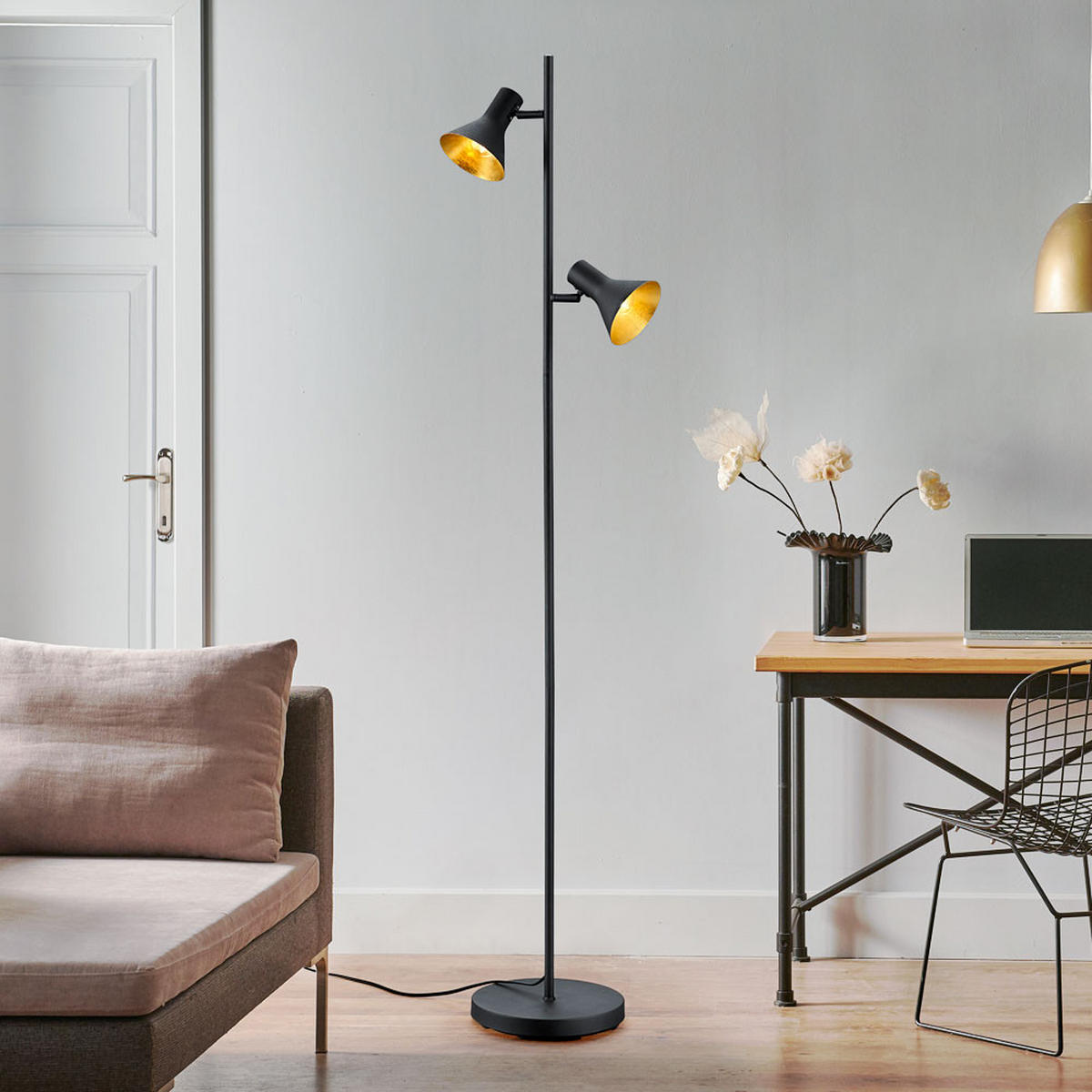LED STEHLEUCHTE Nina Schwarz - Schwarz, Metall (23/33.5/144cm)