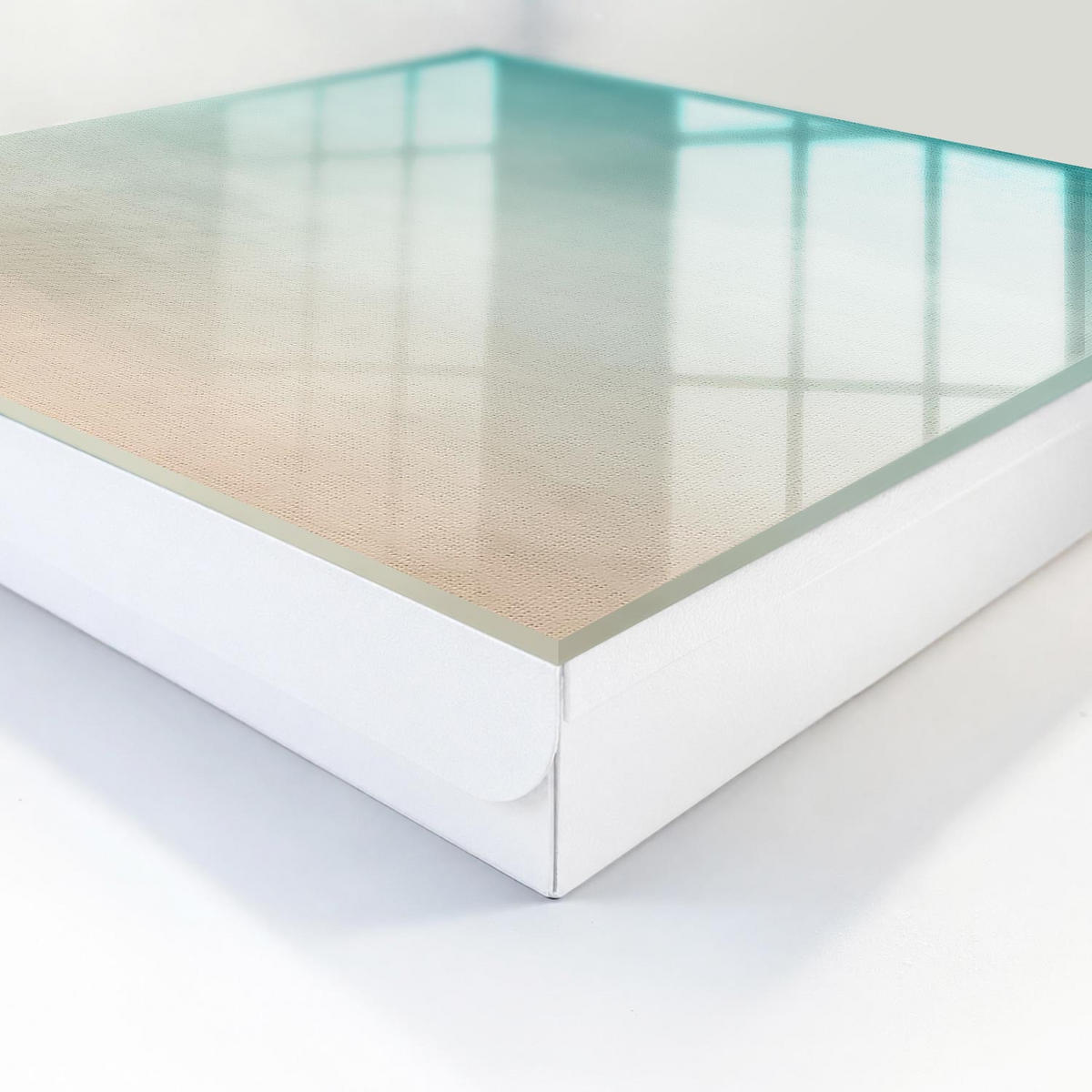 SCHLÜSSELBOX Weiß 30x30 cm – Türöffnung nach rechts - Feiner Gradient - Türkis, Metall (30/30/5cm) - TULUP