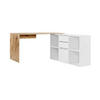 ECKSCHREIBTISCH Der Produktive - Eichefarben/Weiß, Holzwerkstoff (65/145/77cm) - Mokebo