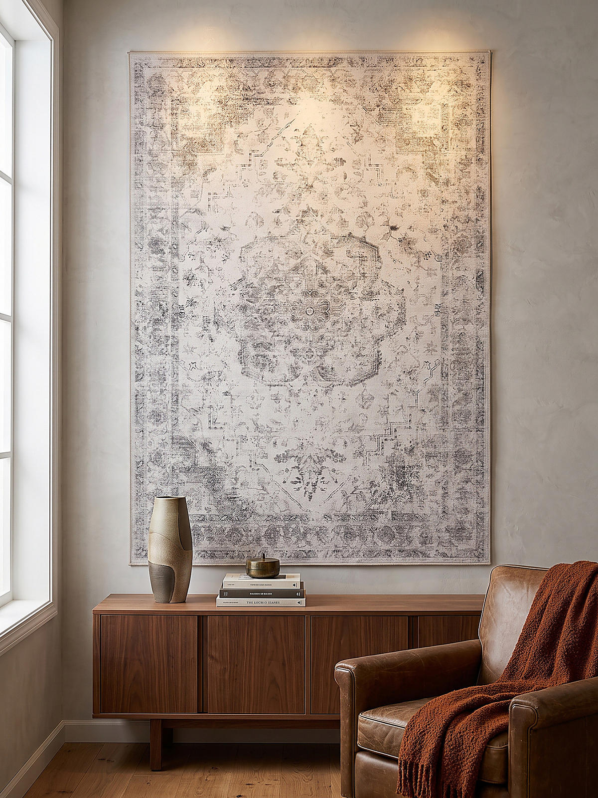 TEPPICH Kurzflor, waschbar, mit floralen Ornamenten, VERNANTE in Beige-Grau, 160 x 230 cm - Beige, Textil (160/230cm) - KADIMA DESIGN