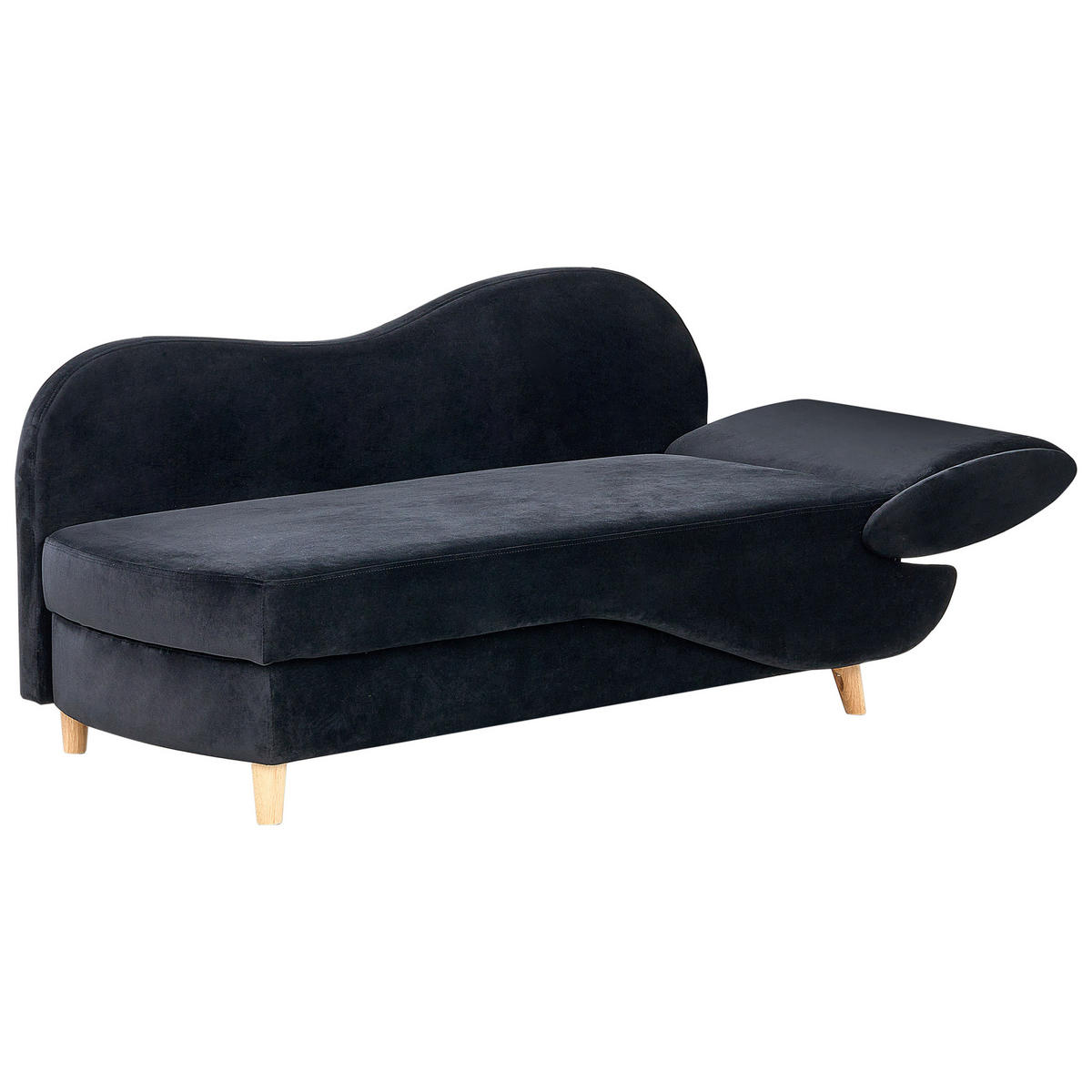 CHAISELONGUE-RECHTSSEITIGE mit Stauraum Samtstoff Schwarz Meri - Schwarz/Braun, Textil (155/76/69cm) - Beliani